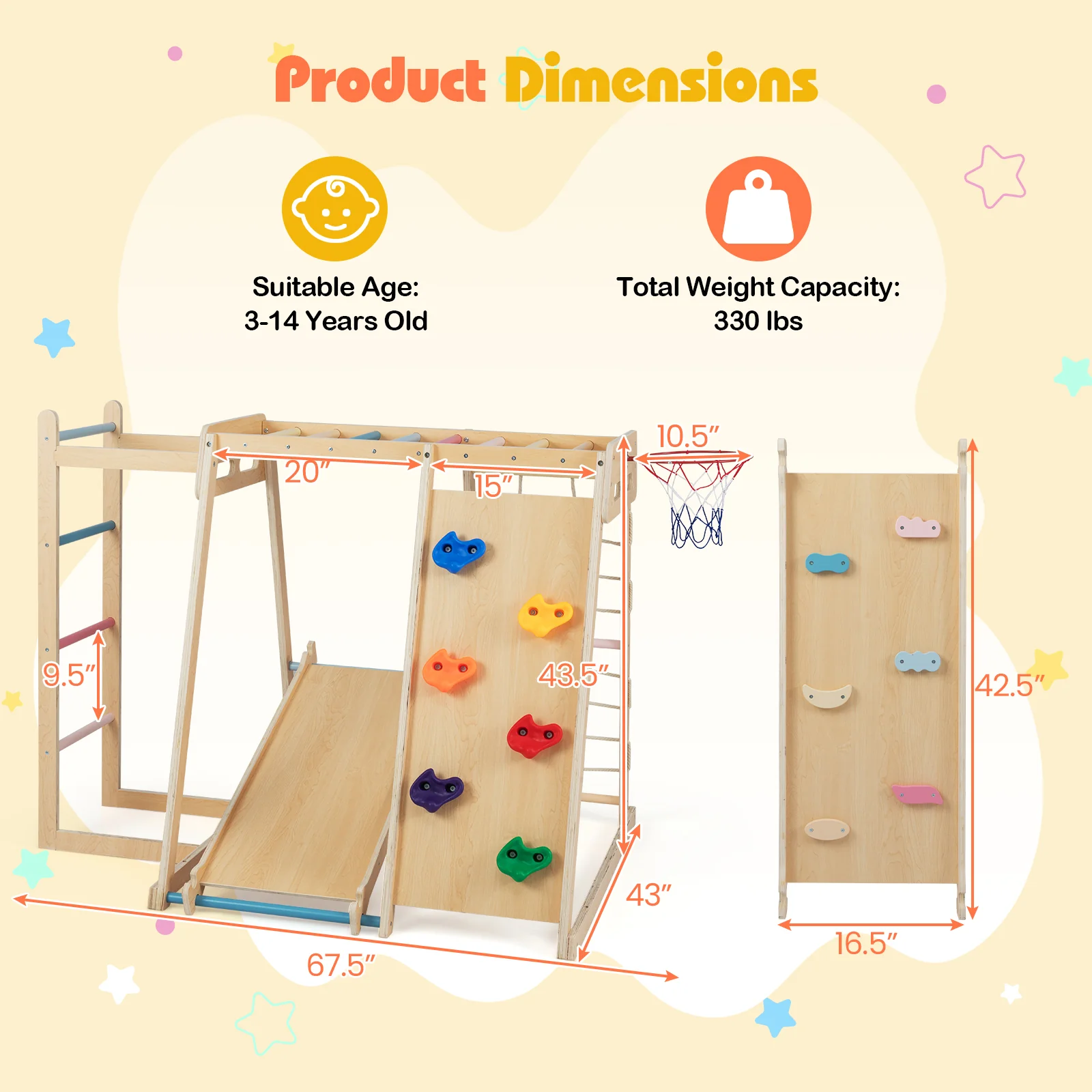 Kids Indoor Playground 6-in-1 Jungle Gym for 3-14 Years Olds - Image 5