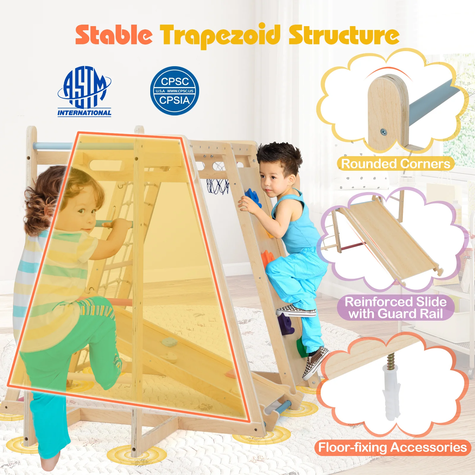 Kids Indoor Playground 6-in-1 Jungle Gym for 3-14 Years Olds - Image 8