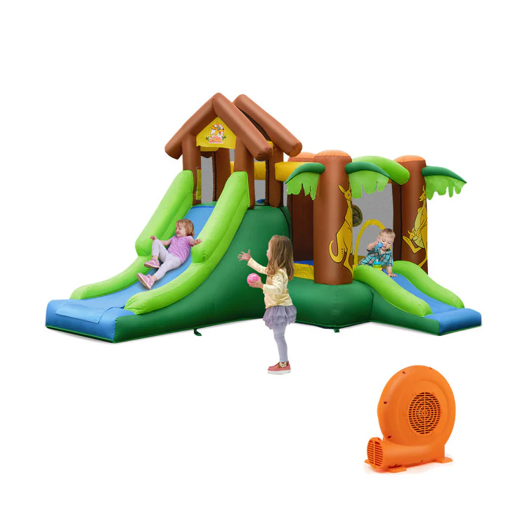 Kids Inflatable Jungle Bounce House Castle with 680W Blower - Image 3