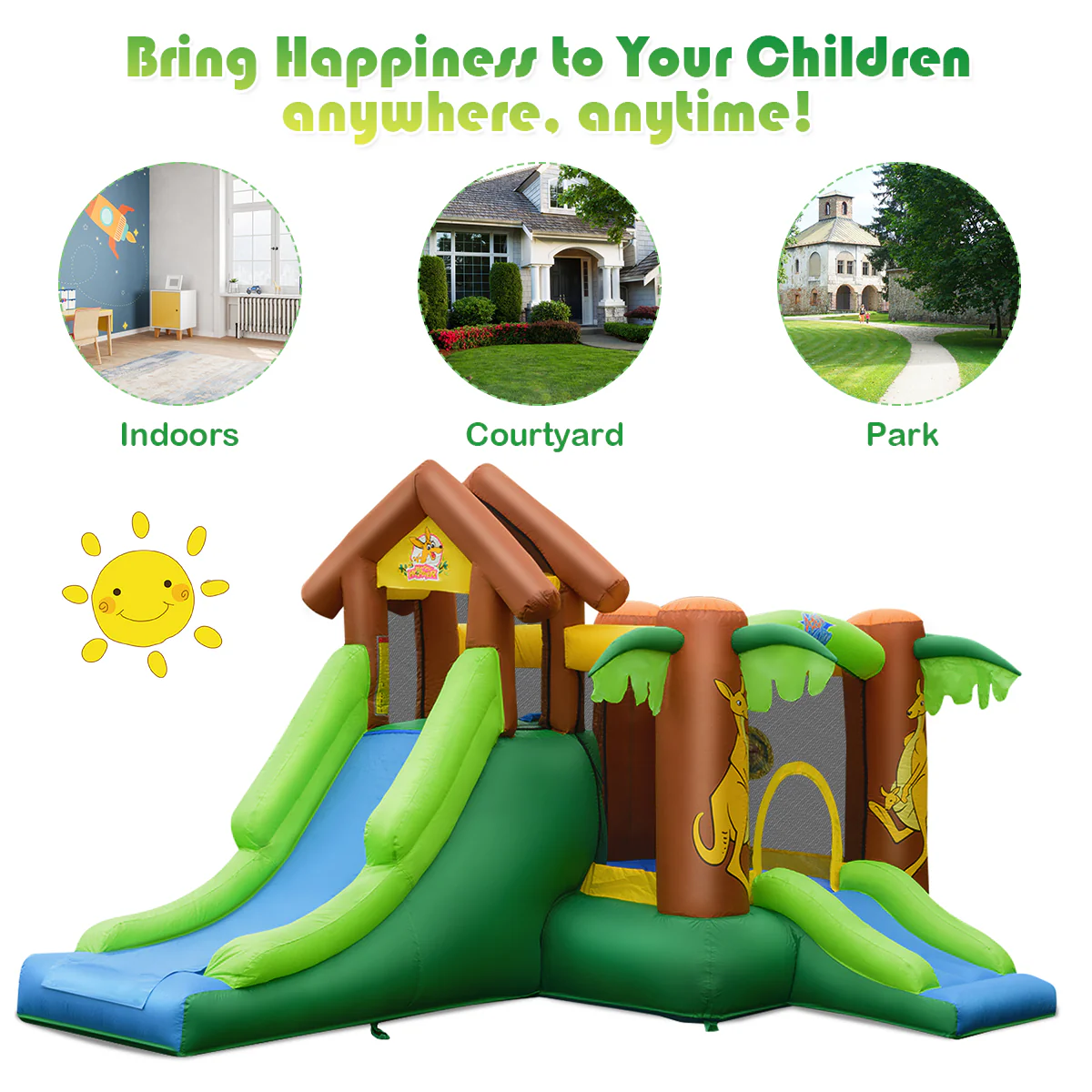 Kids Inflatable Jungle Bounce House Castle with 680W Blower - Image 7