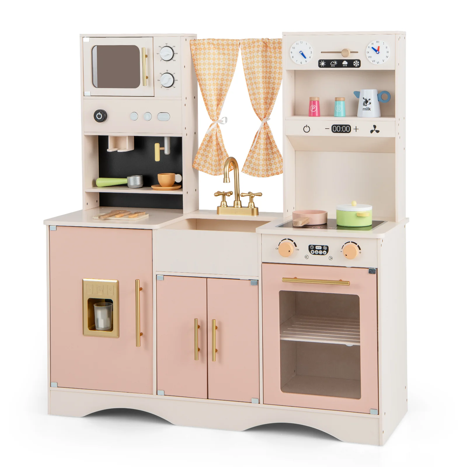 Kids Kitchen Playset with Microwave and Coffee Maker for Ages 3+ - Image 10