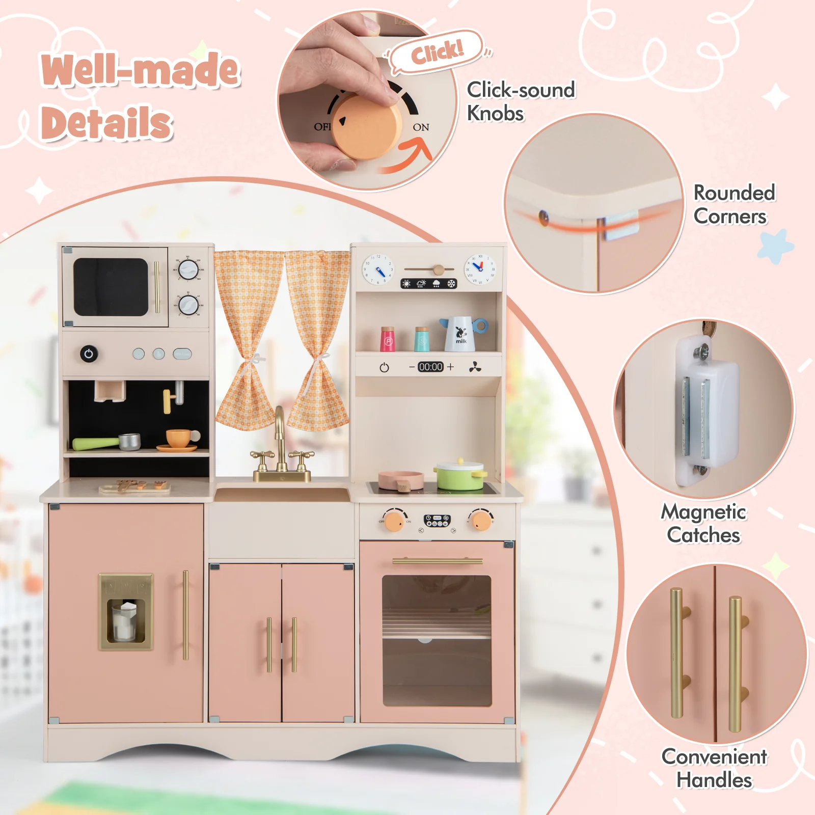 Kids Kitchen Playset with Microwave and Coffee Maker for Ages 3+ - Image 13