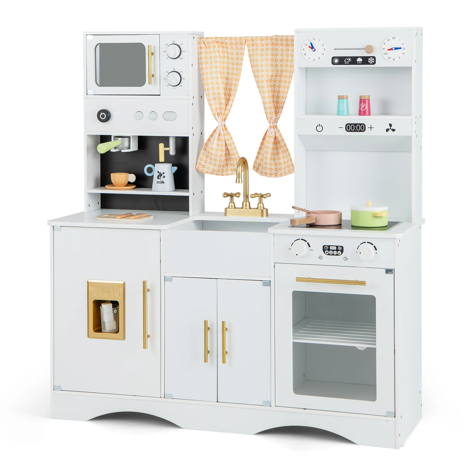 Kids Kitchen Playset with Microwave and Coffee Maker for Ages 3+ - Image 2