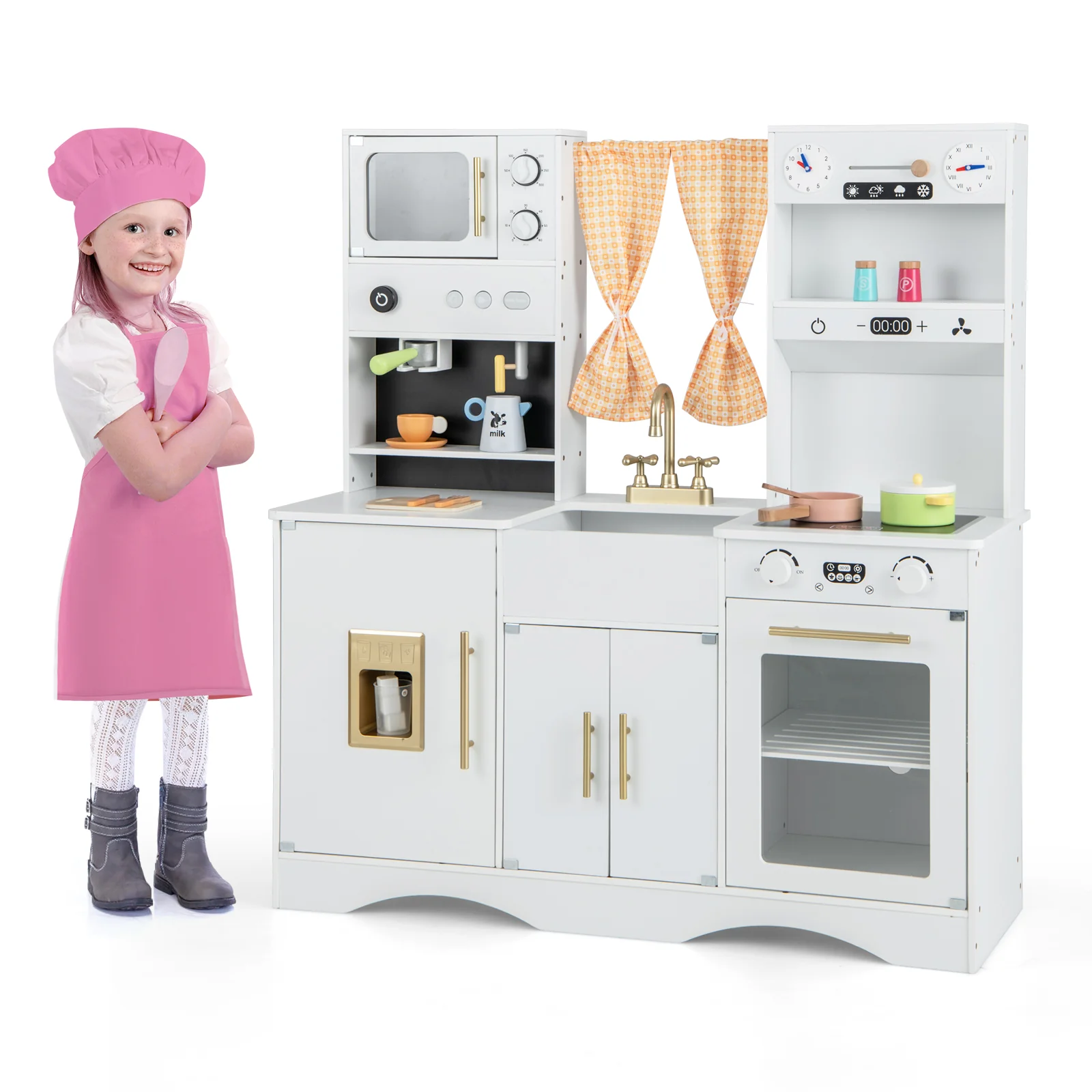 Kids Kitchen Playset with Microwave and Coffee Maker for Ages 3+ - Image 3