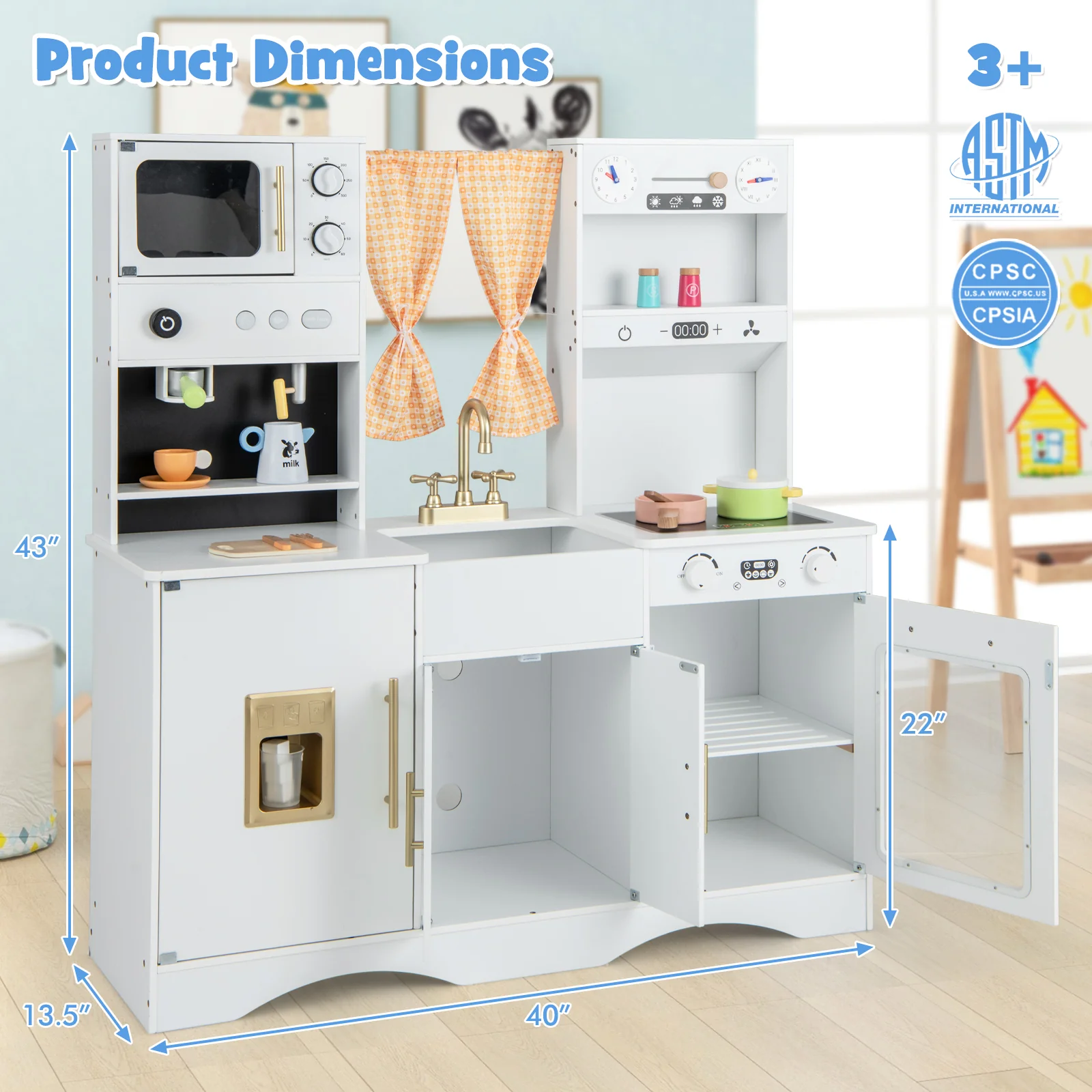 Kids Kitchen Playset with Microwave and Coffee Maker for Ages 3+ - Image 4