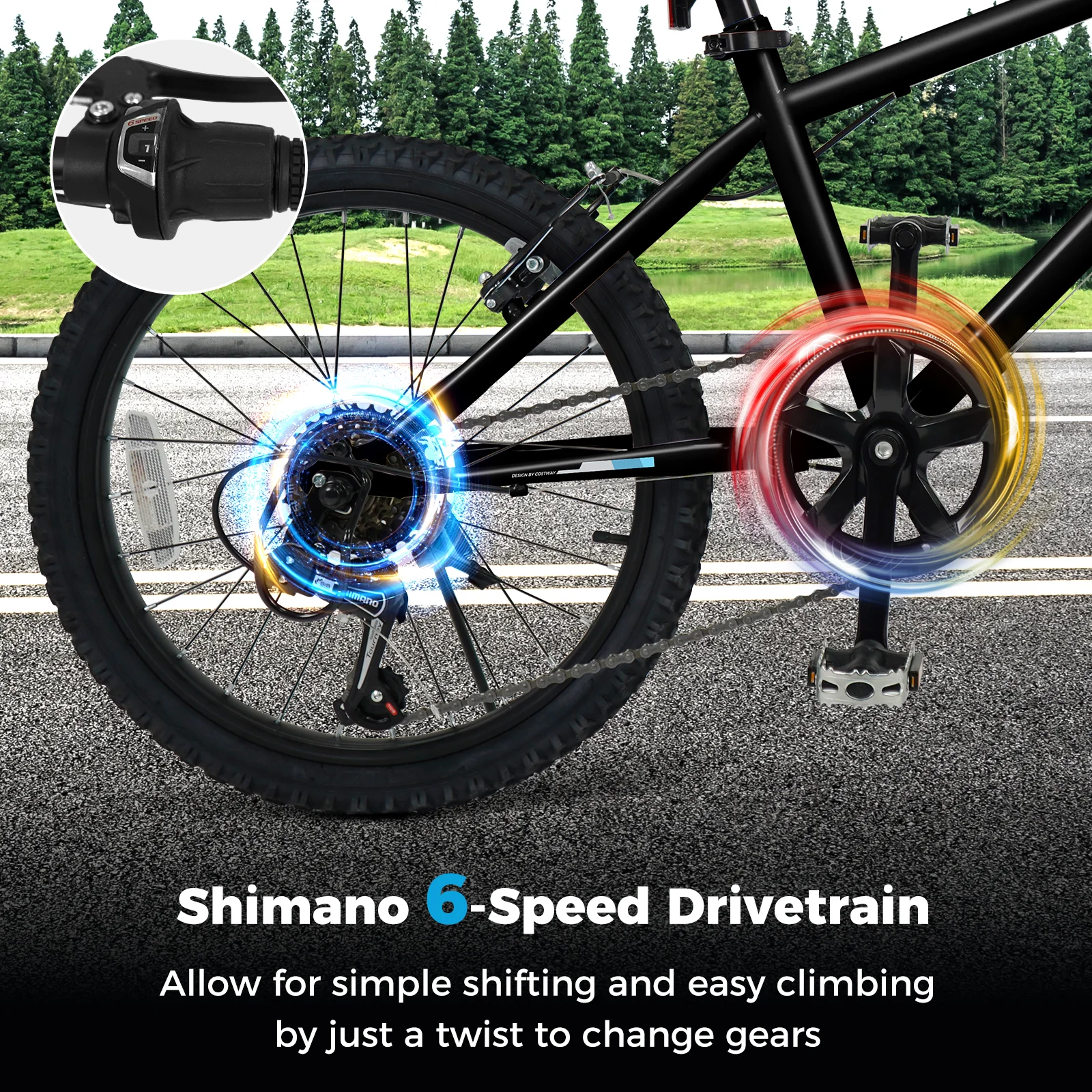 Kids Mountain Bike 20 24 Inch Child Bicycle for Boys Girls Aged 8+ Years Old Black - Image 14