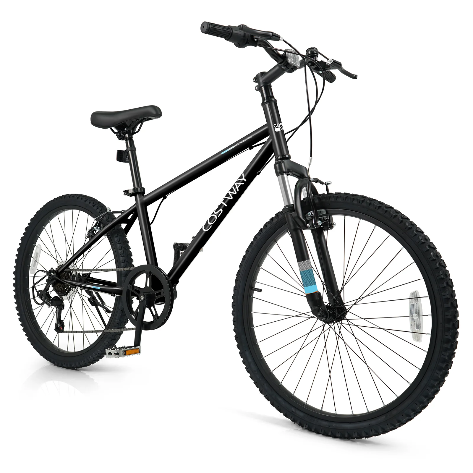 Kids Mountain Bike 20 24 Inch Child Bicycle for Boys Girls Aged 8+ Years Old Black - Image 3