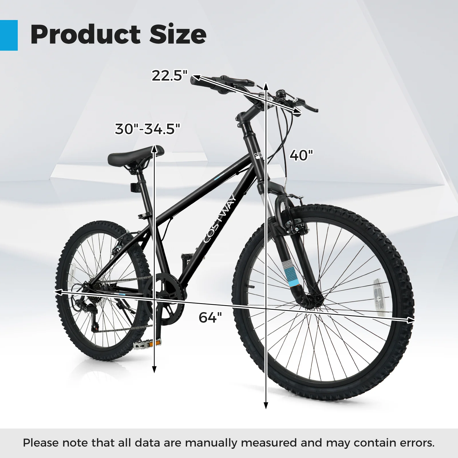 Kids Mountain Bike 20 24 Inch Child Bicycle for Boys Girls Aged 8+ Years Old Black - Image 4