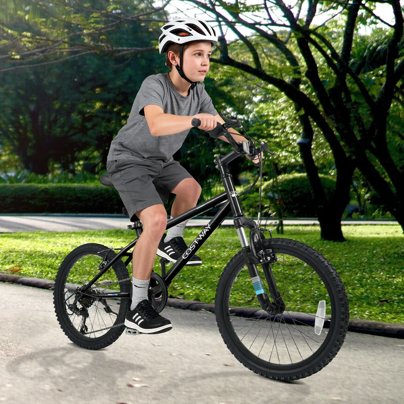 Kids Mountain Bike 20 24 Inch Child Bicycle for Boys Girls Aged 8+ Years Old Black - Image 9