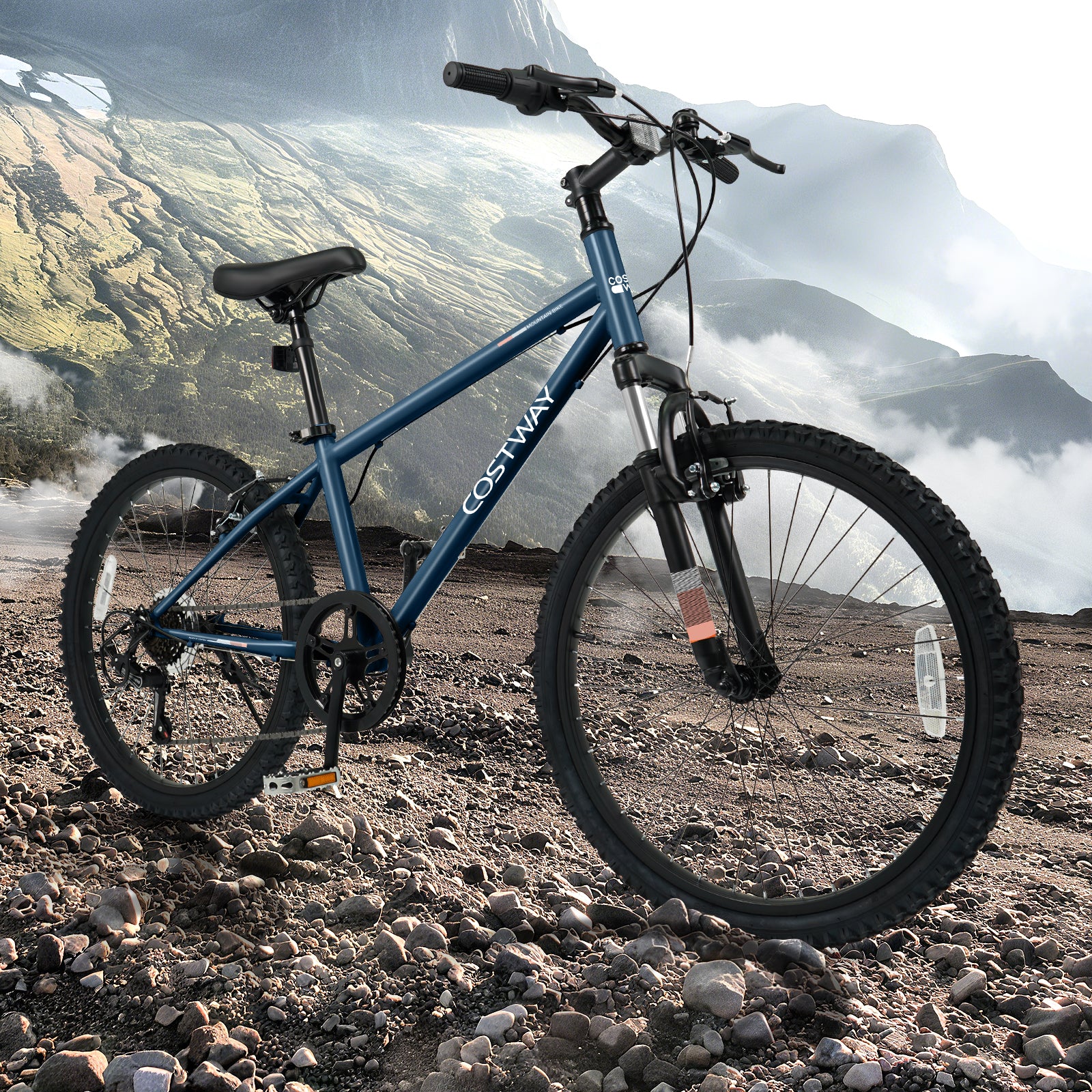 Kids Mountain Bike 20 24 Inch Child Bicycle for Boys Girls Aged 8+ Years Old Navy - Image 2