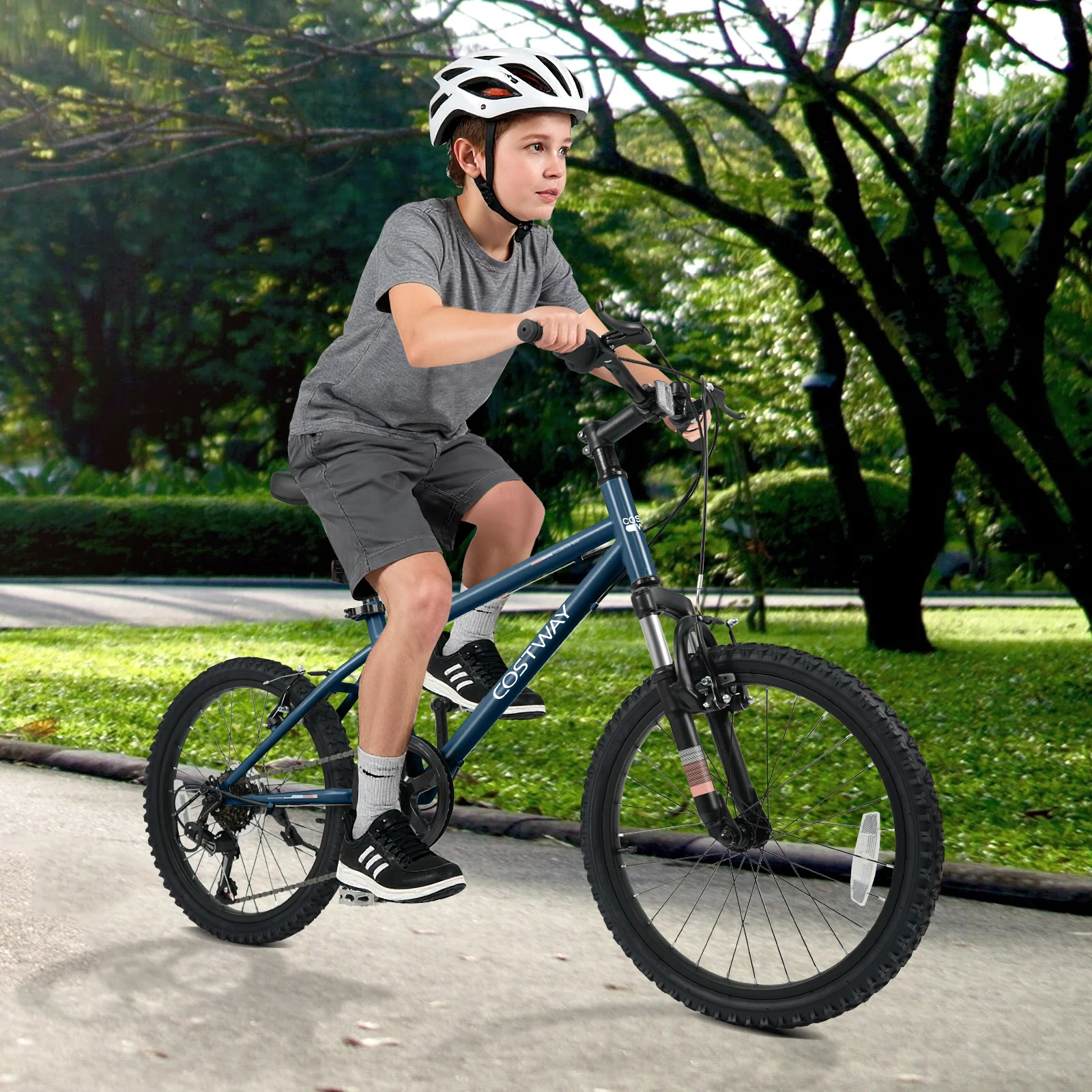 Kids Mountain Bike 20 24 Inch Child Bicycle for Boys Girls Aged 8+ Years Old Navy - Image 9