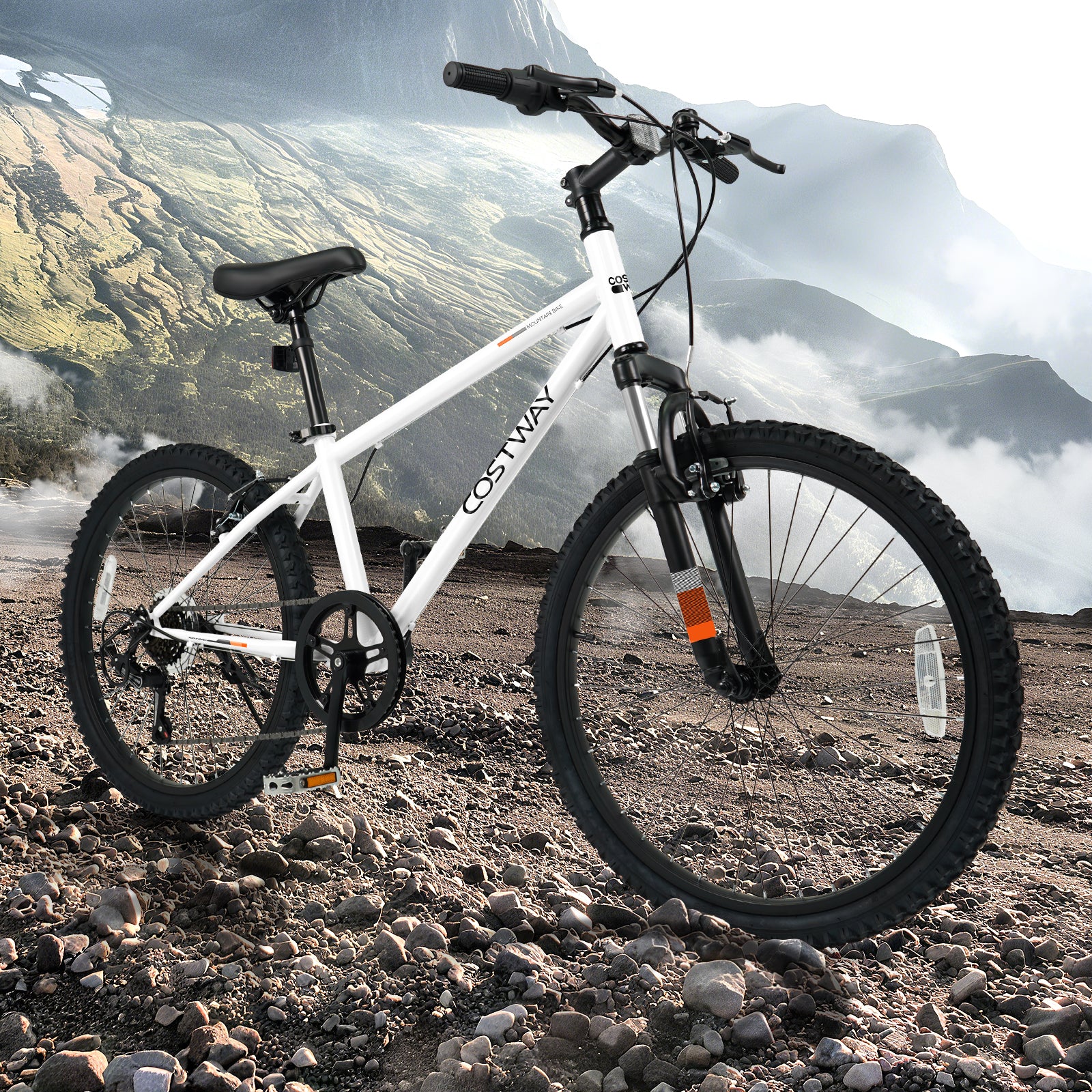 Kids Mountain Bike 20 24 Inch Child Bicycle for Boys Girls Aged 8+ Years Old White - Image 2