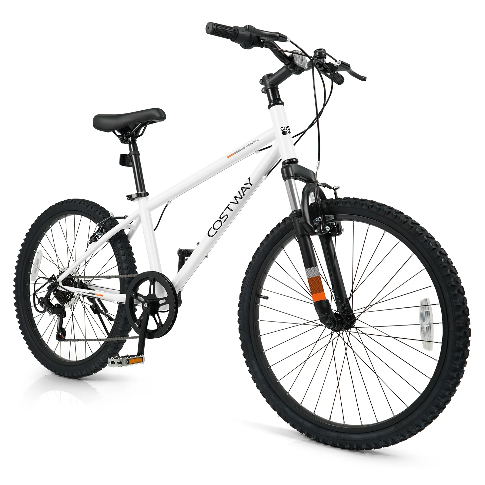 Kids Mountain Bike 20 24 Inch Child Bicycle for Boys Girls Aged 8+ Years Old White - Image 3