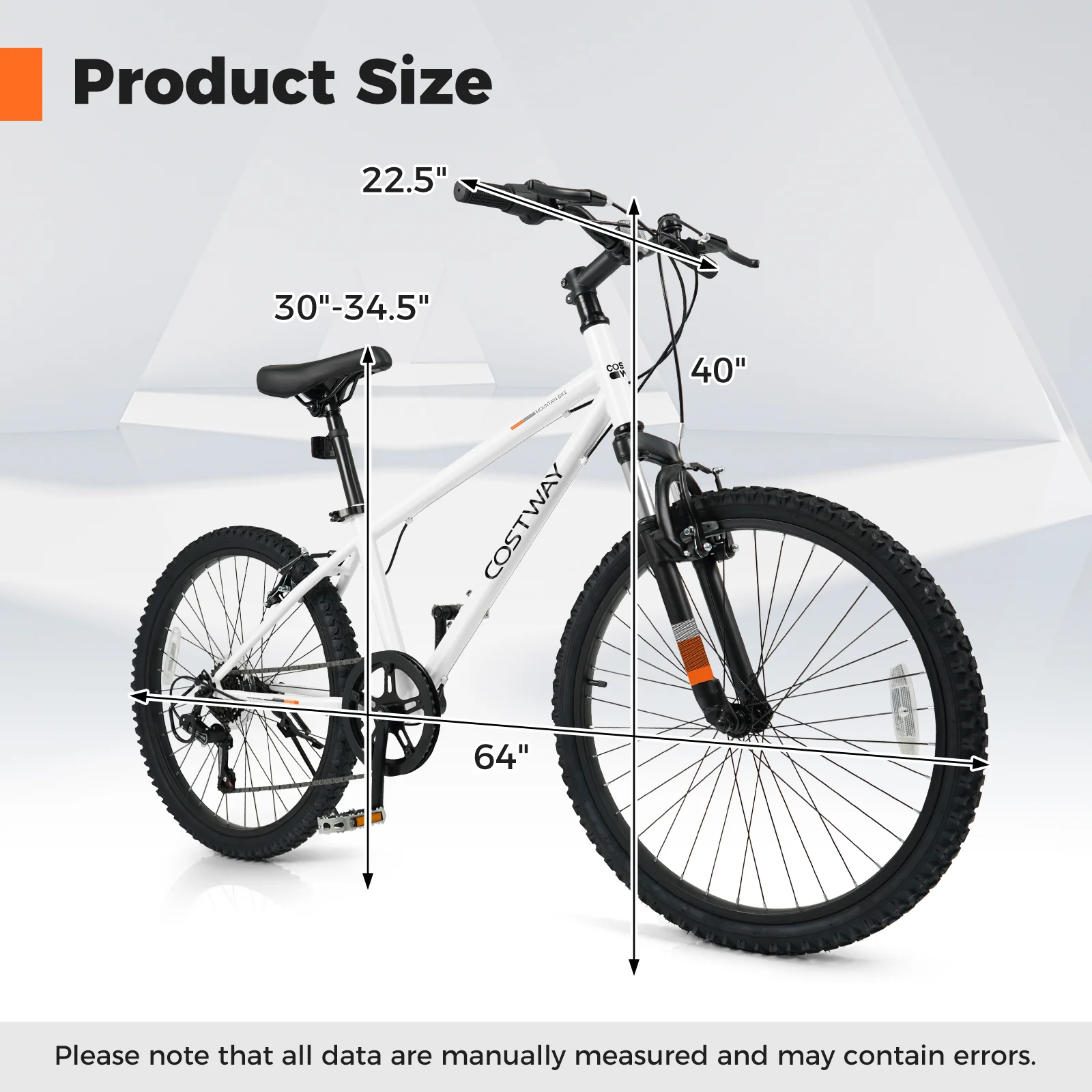 Kids Mountain Bike 20 24 Inch Child Bicycle for Boys Girls Aged 8+ Years Old White - Image 4