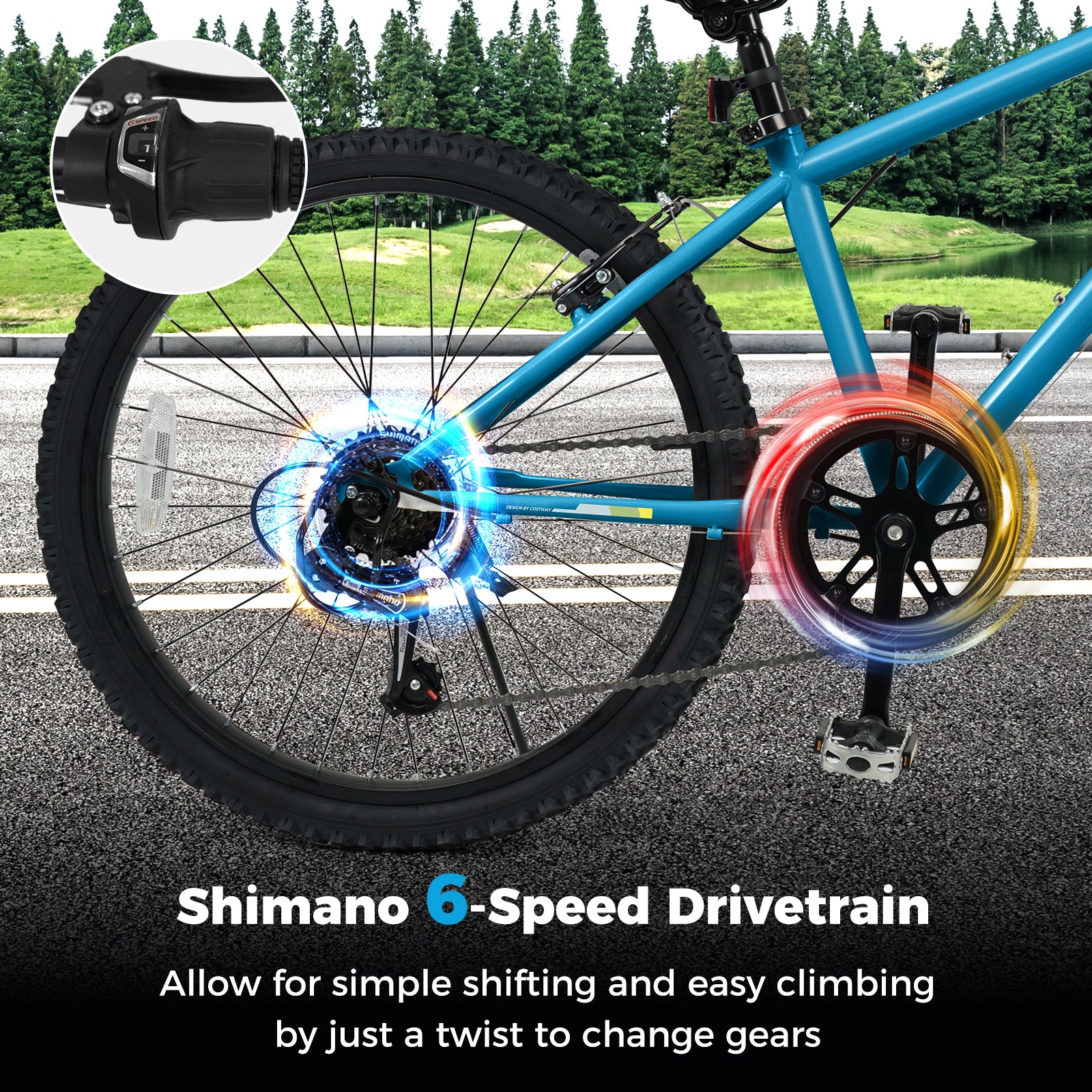 Kids Mountain Bike 20 Inch Child Bicycle for Boys Girls Aged 8+ Years Old Blue - Image 14