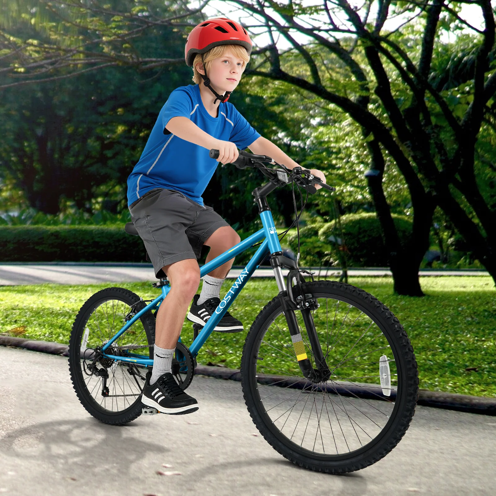 Kids Mountain Bike 20 Inch Child Bicycle for Boys Girls Aged 8+ Years Old Blue - Image 9