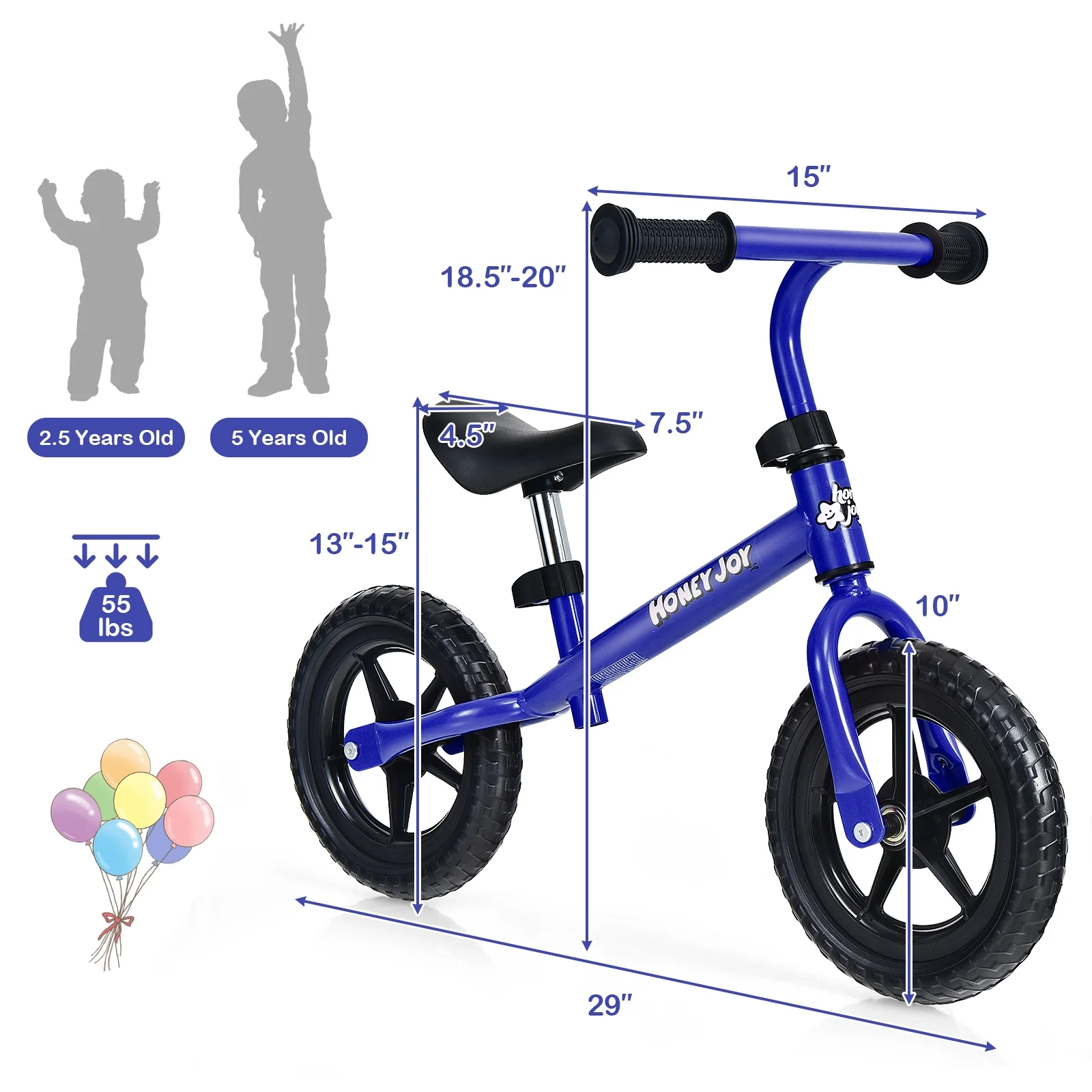 Kids No Pedal Balance Bike with Adjustable Handlebar and Seat - Image 13