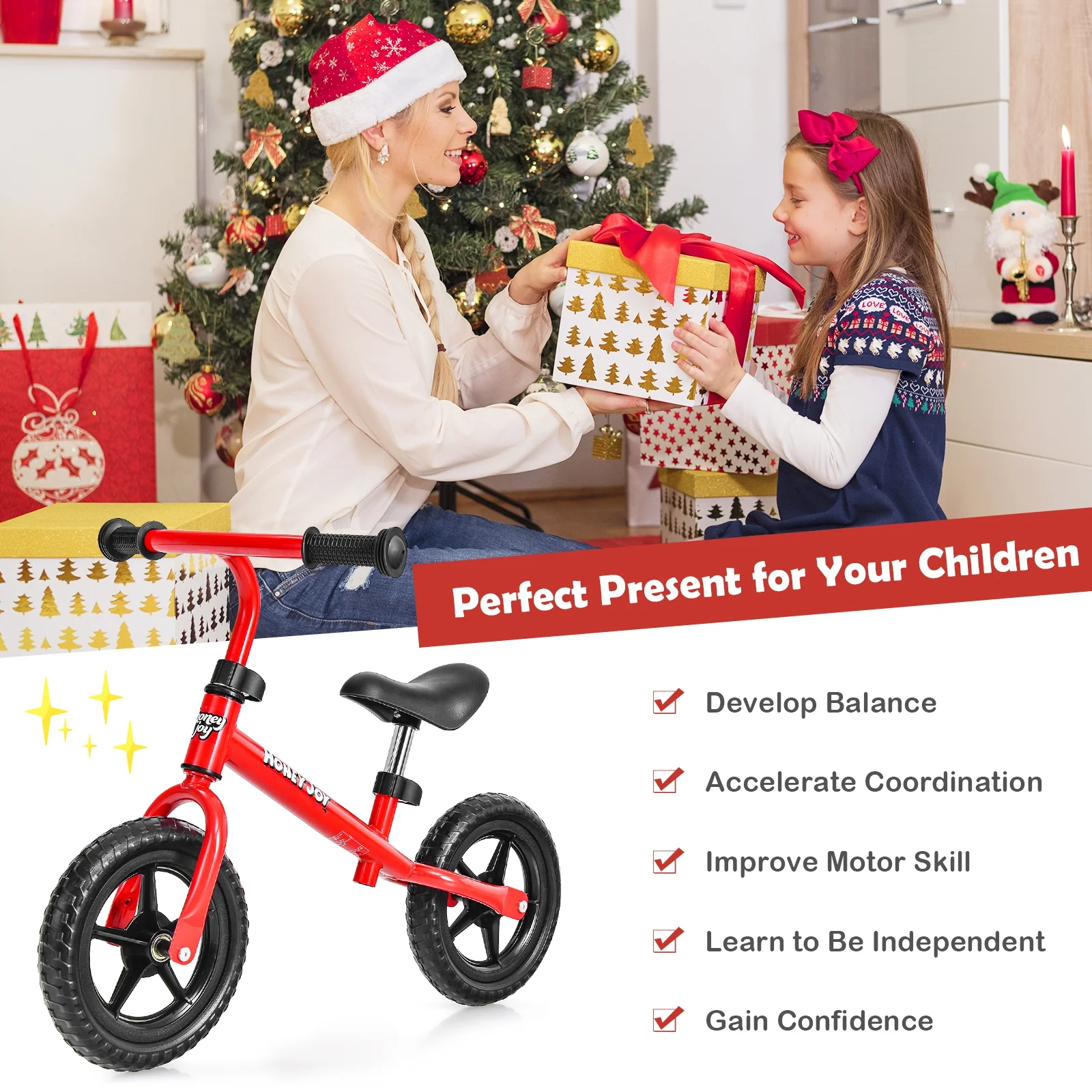 Kids No Pedal Balance Bike with Adjustable Handlebar and Seat - Image 18