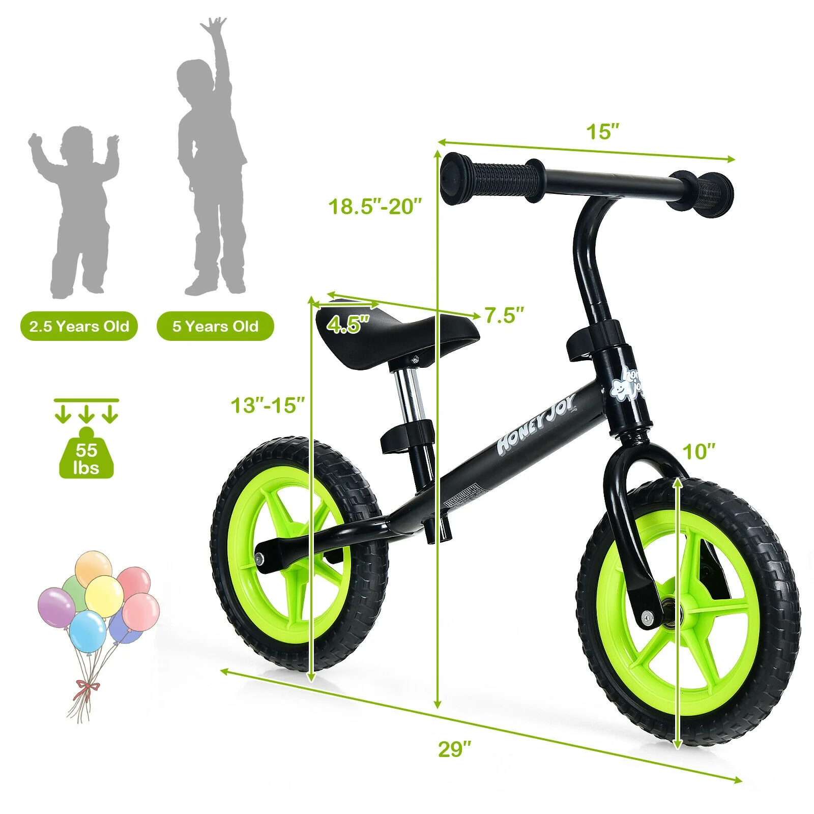 Kids No Pedal Balance Bike with Adjustable Handlebar and Seat - Image 5