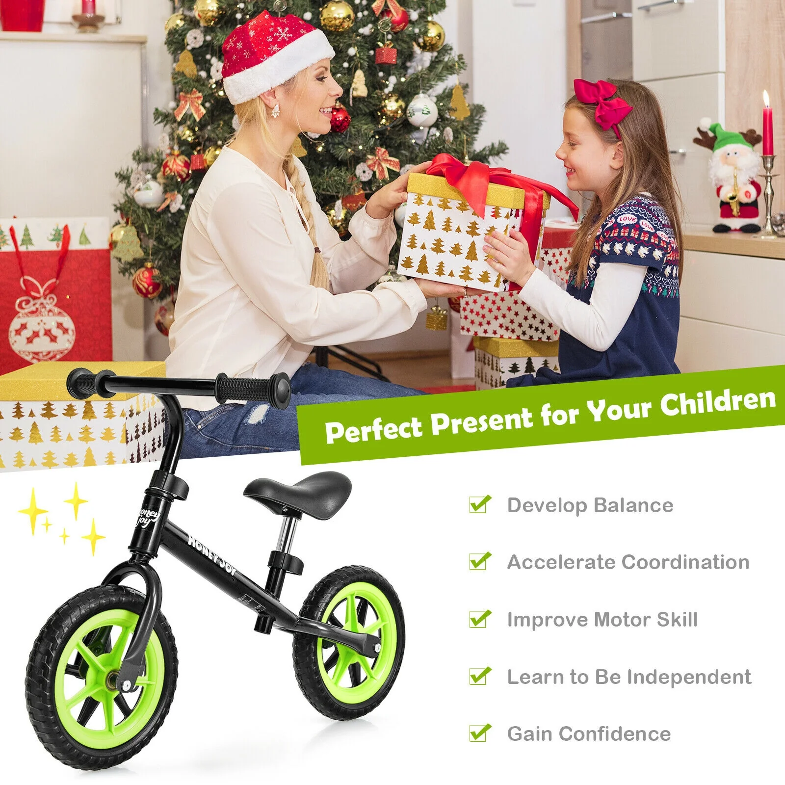 Kids No Pedal Balance Bike with Adjustable Handlebar and Seat - Image 6