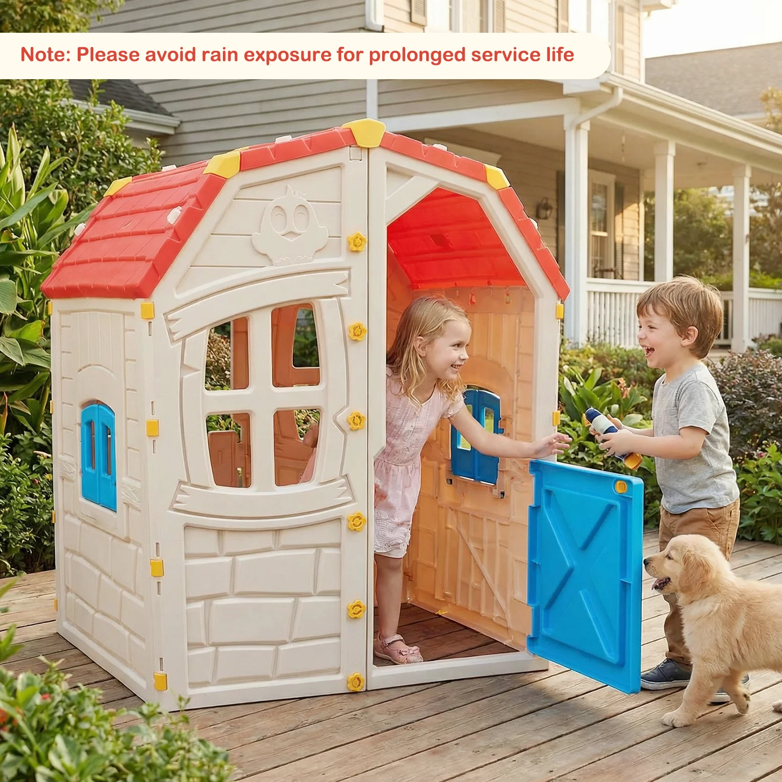 Kids Outdoor Playhouse with Openable Windows and Door for Indoor Room - Image 15