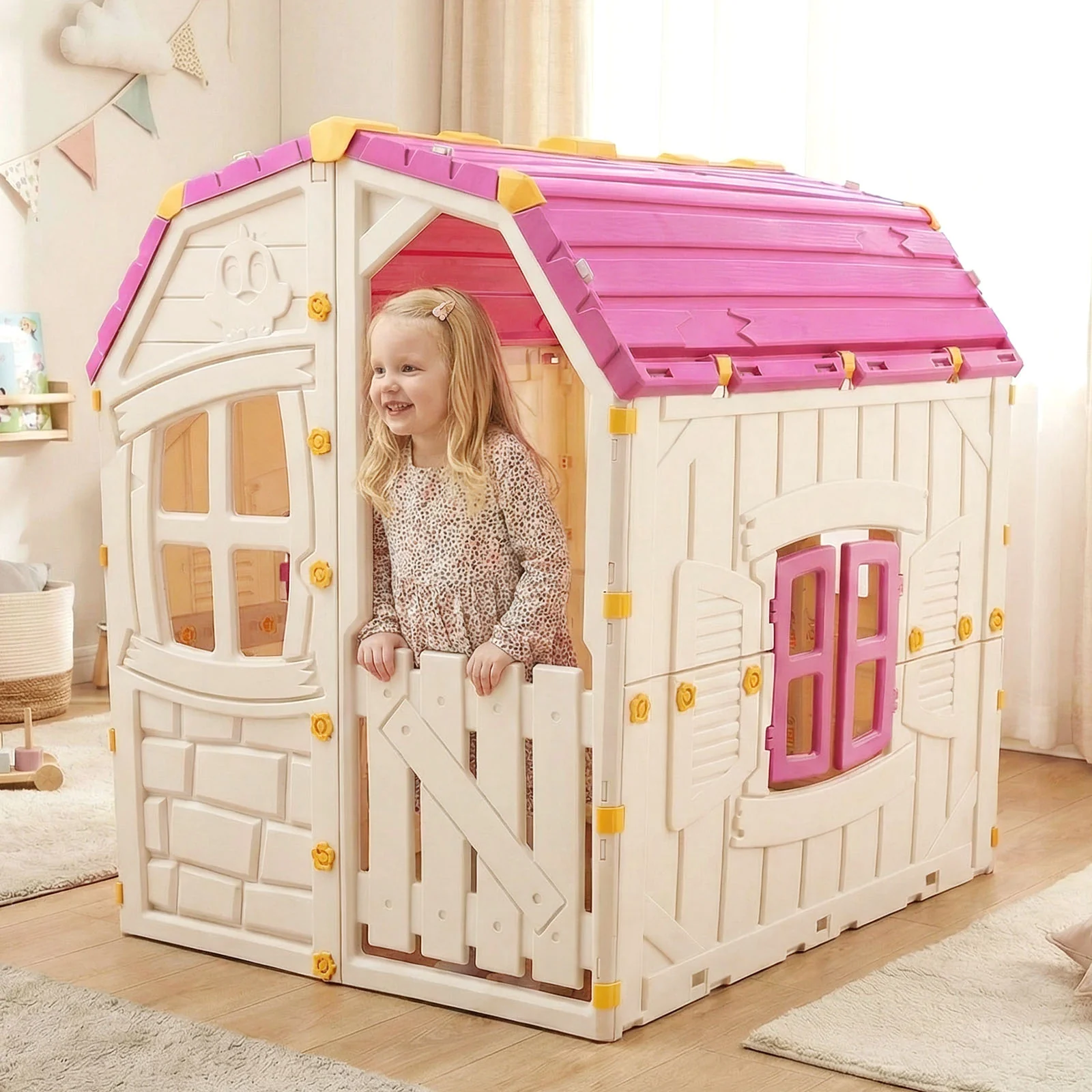 Kids Outdoor Playhouse with Openable Windows and Door for Indoor Room - Image 2