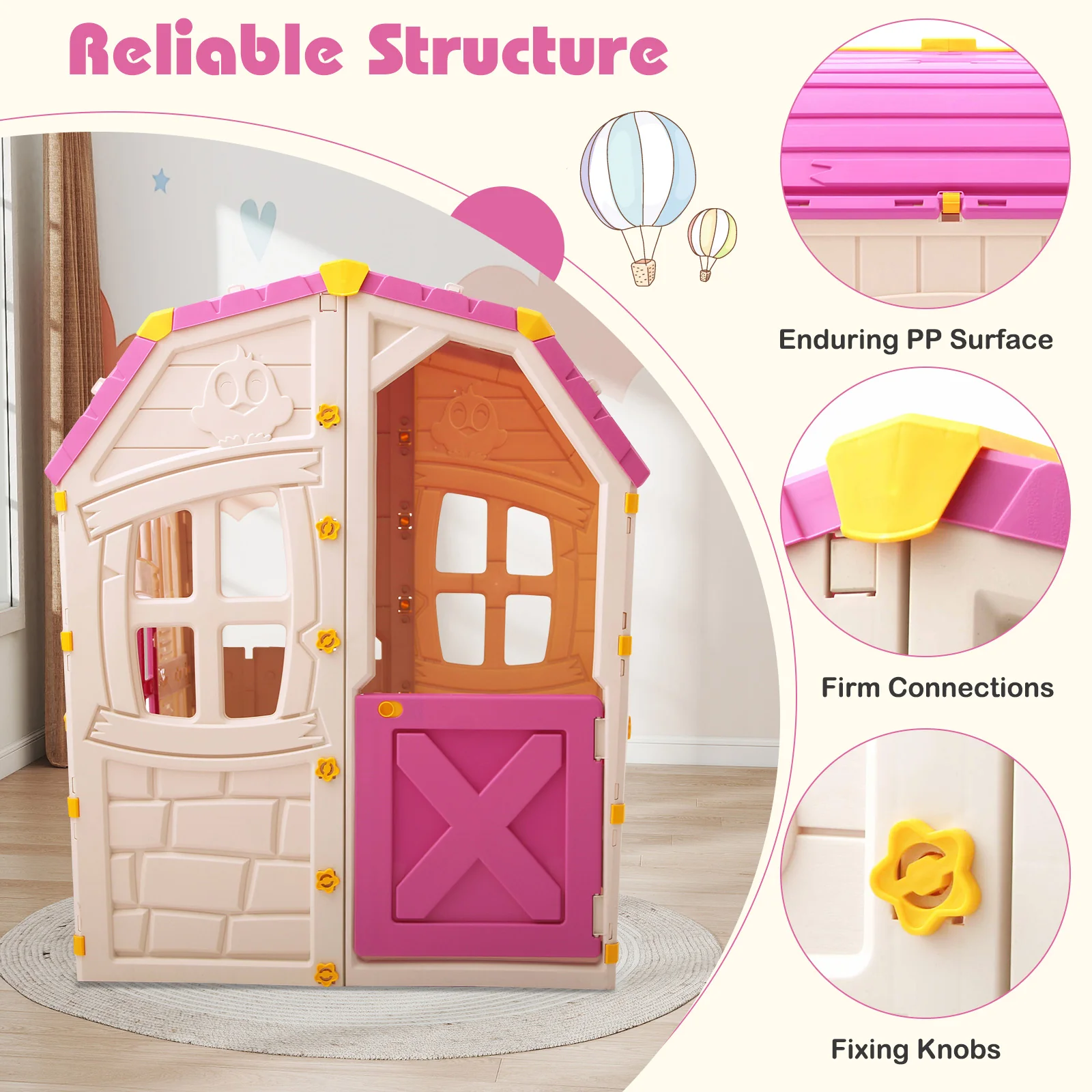Kids Outdoor Playhouse with Openable Windows and Door for Indoor Room - Image 8