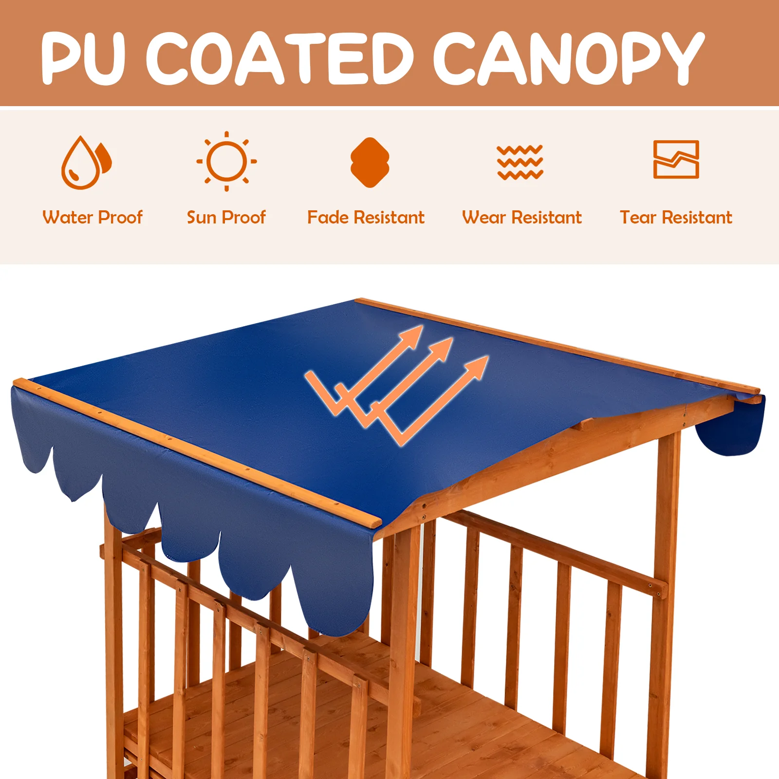 Kids Outdoor Wooden Retractable Sandbox with Cover and Built-in Wheels-Natural - Image 8