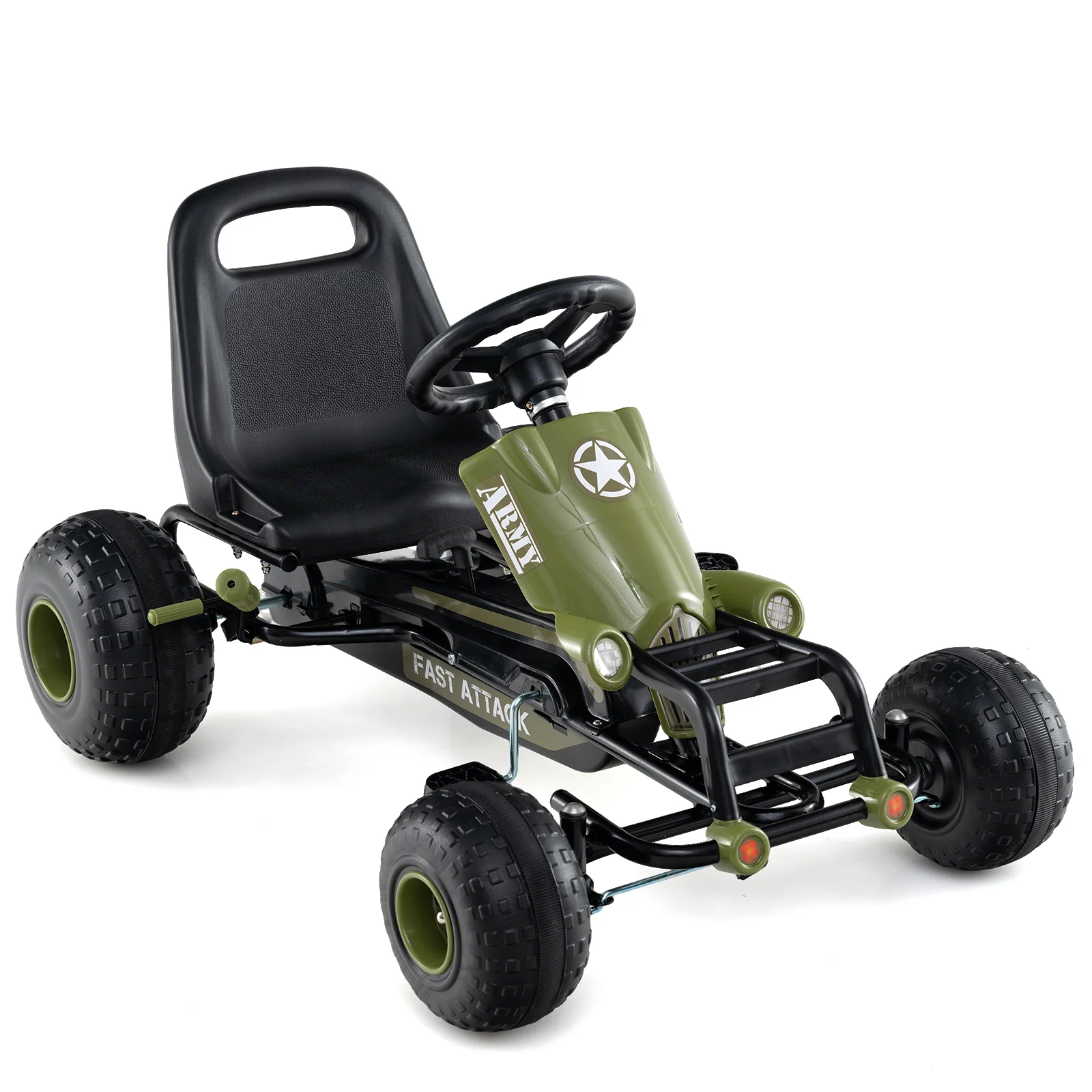 Kids Pedal Go Kart with Steering Wheel and Gear Shifter and Handbrake - Image 2