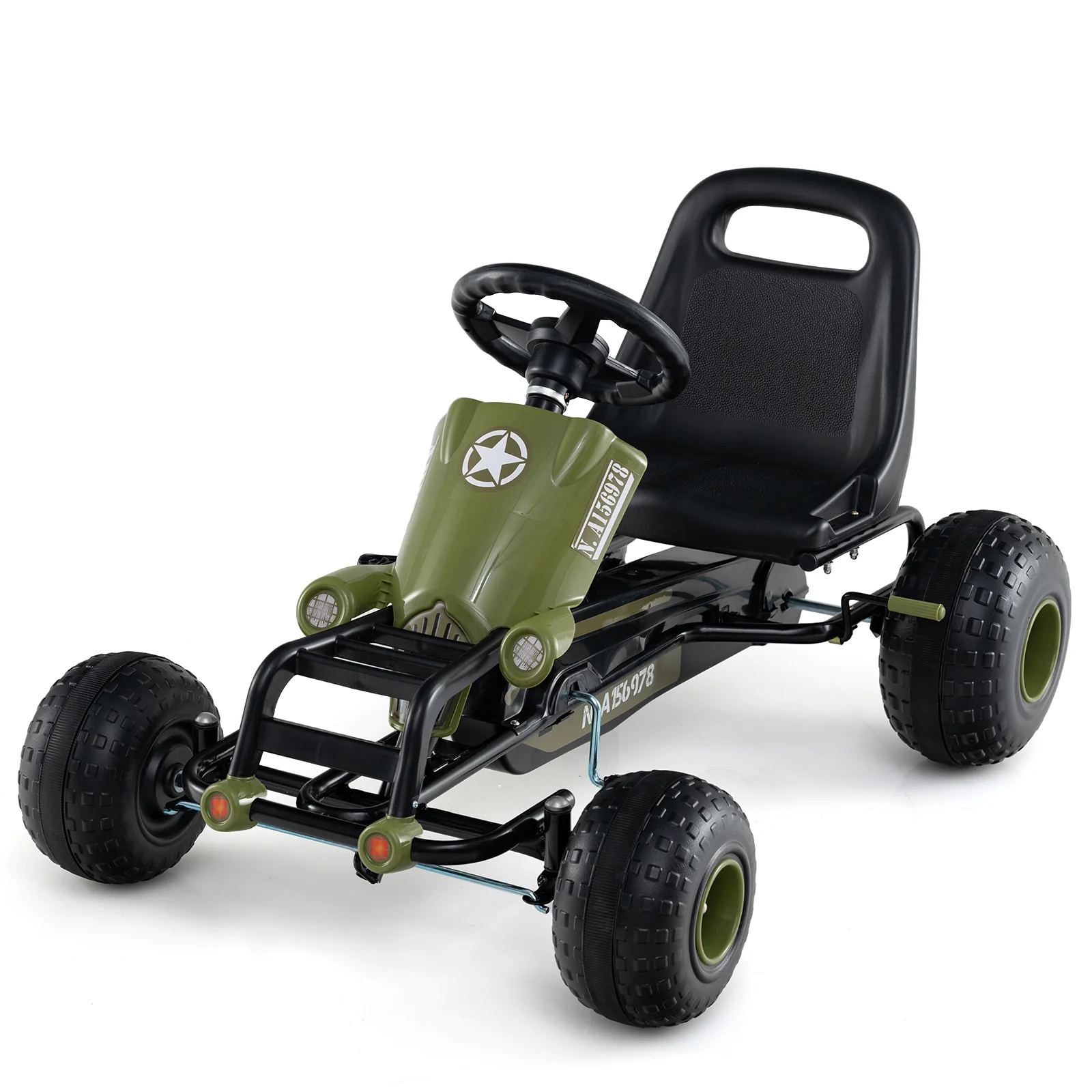 Kids Pedal Go Kart with Steering Wheel and Gear Shifter and Handbrake - Image 3