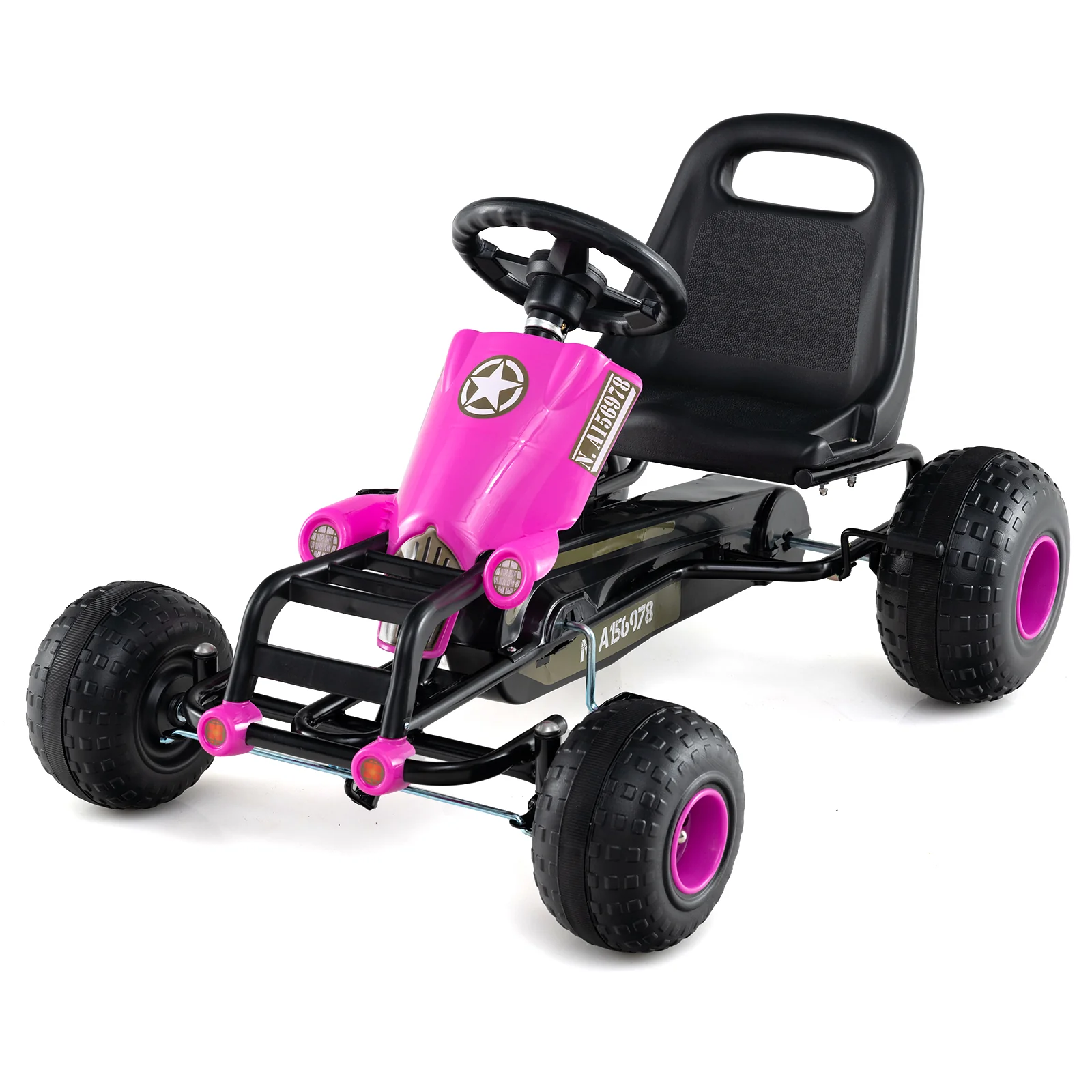 Kids Pedal Go Kart with Steering Wheel and Gear Shifter and Handbrake - Image 6
