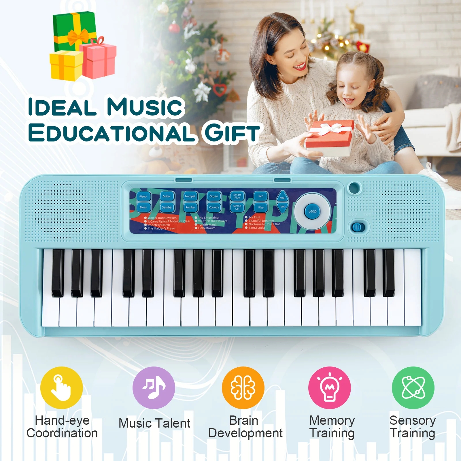 Kids Piano Keyboard 37-Key Kids Toy Keyboard Piano with Microphone for 3+ Kids - Image 7