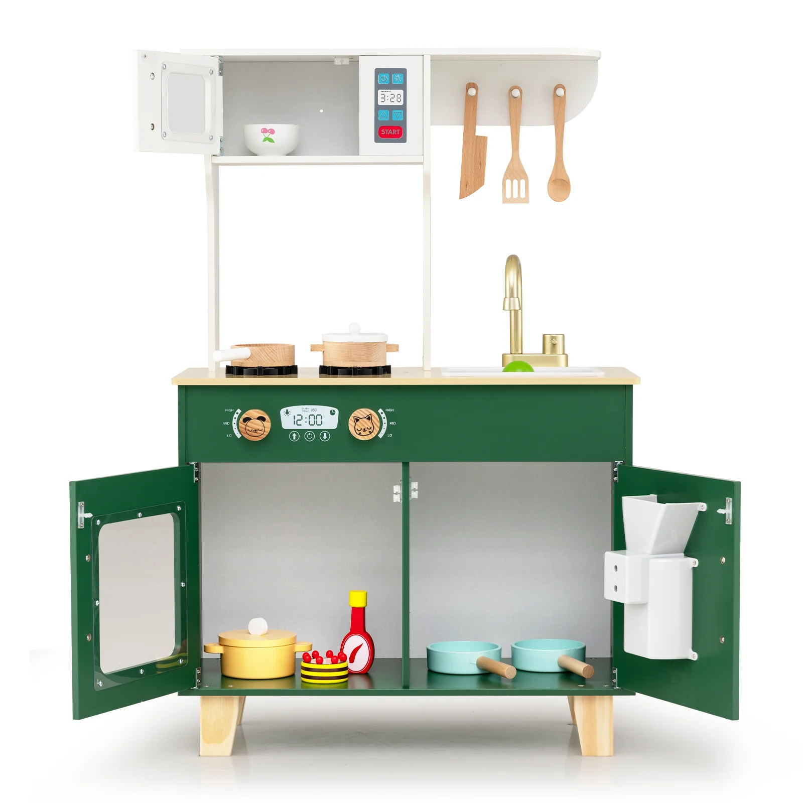 Kids Play Kitchen with Microwave and Rotation Knobs for Girls Boys Aged 3-6 - Image 5
