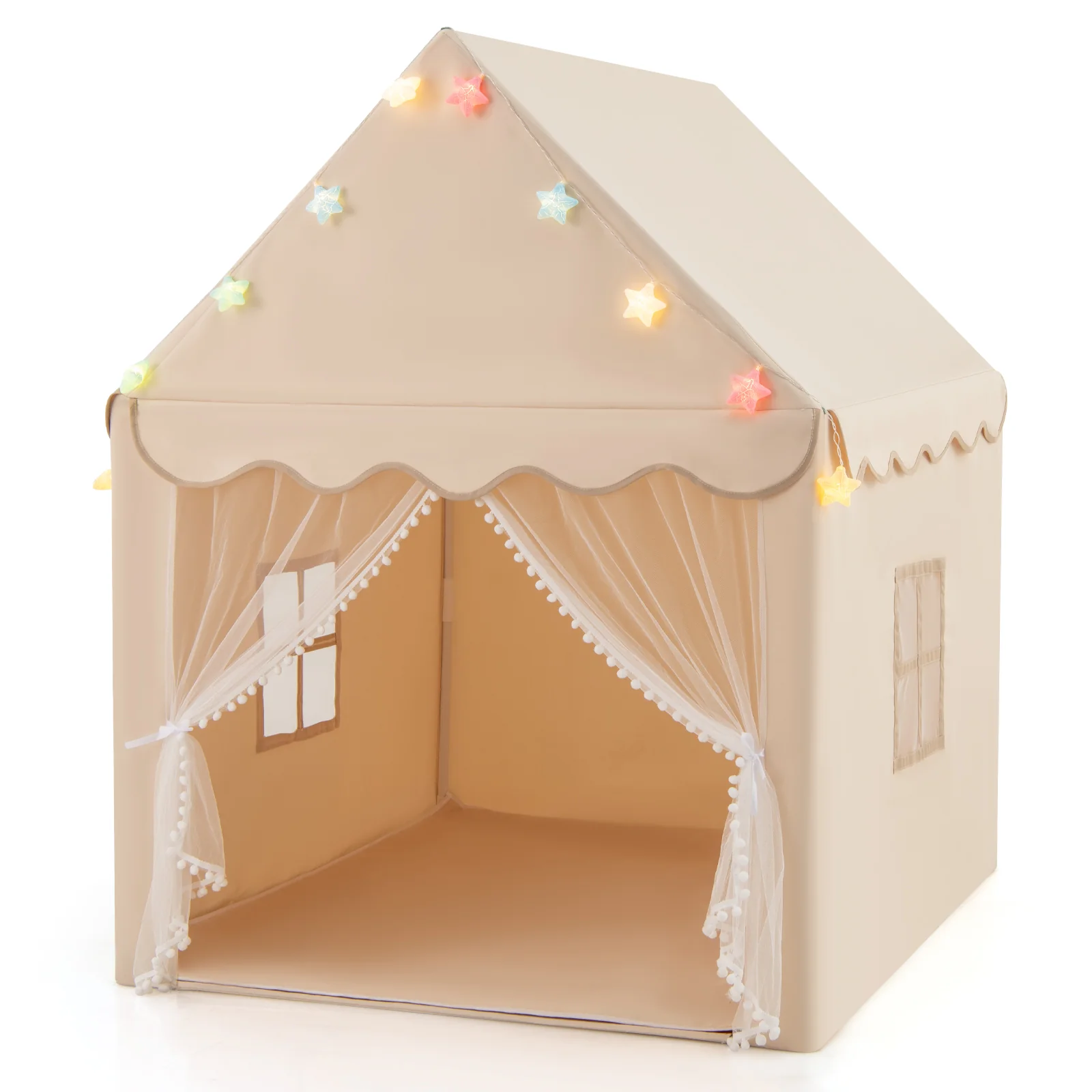 Kids Playhouse Tent with Colorful Star Lights and Mat - Image 18