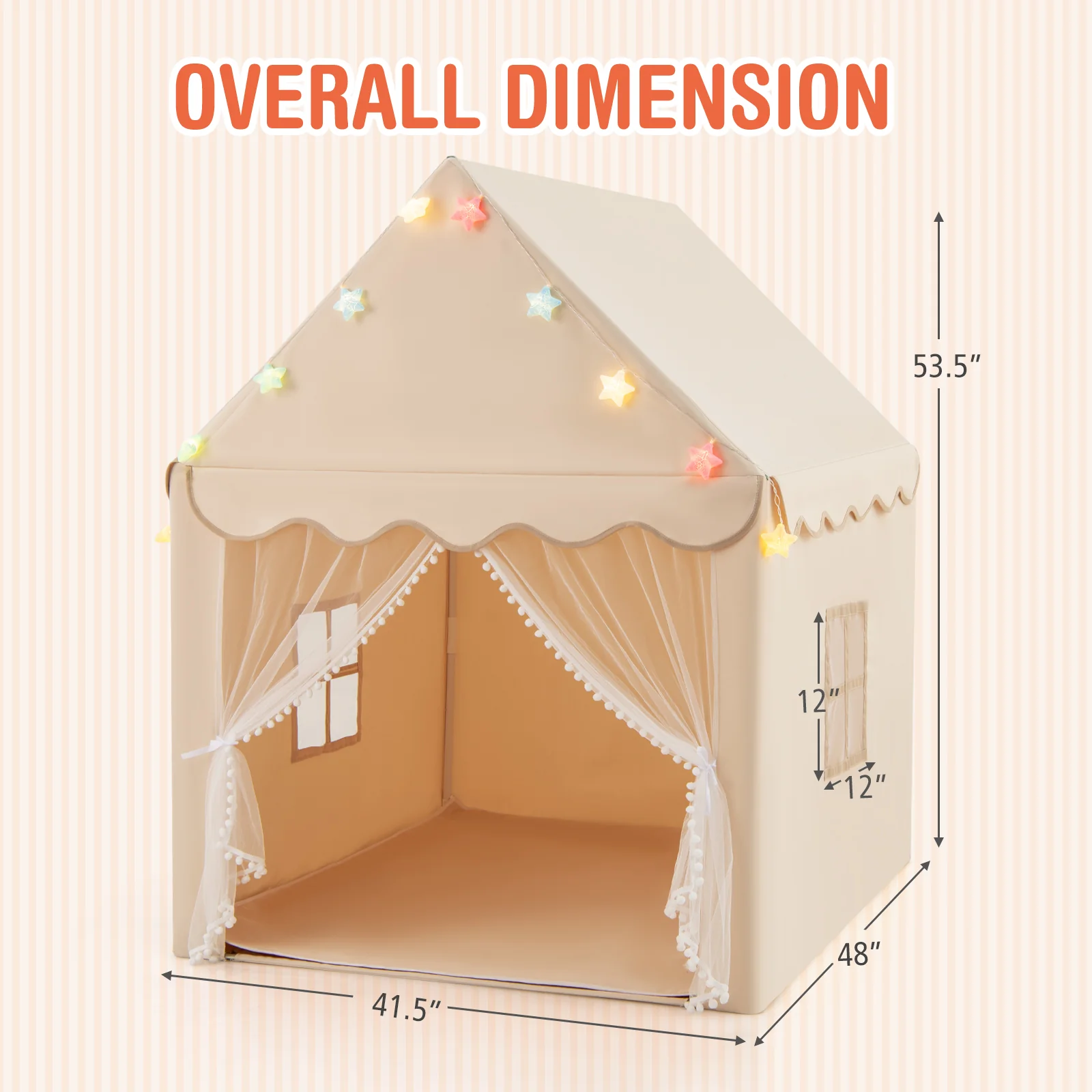 Kids Playhouse Tent with Colorful Star Lights and Mat - Image 20