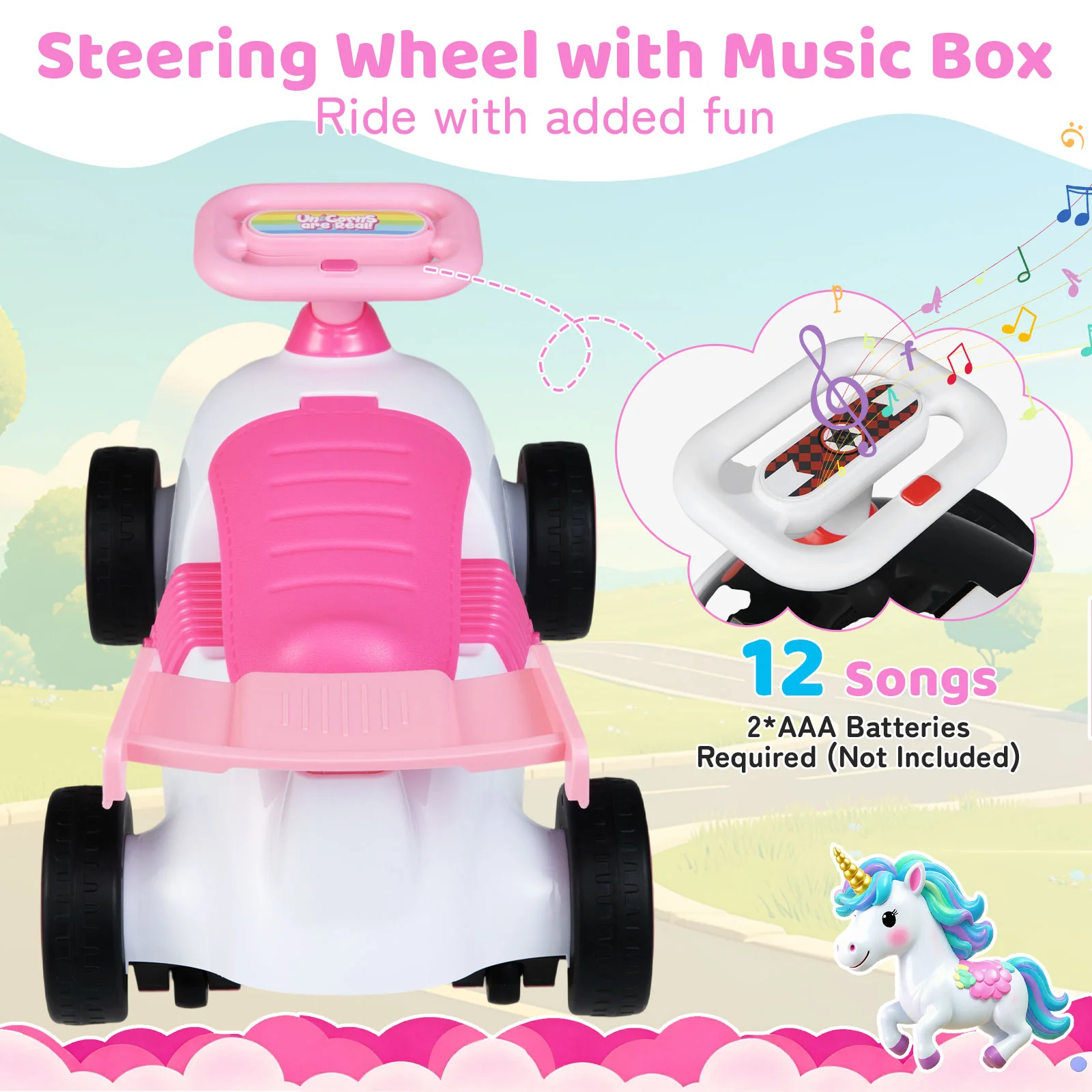 Kids Ride On Car Sliding Toy with Music and Under-Seat Storage - Image 14