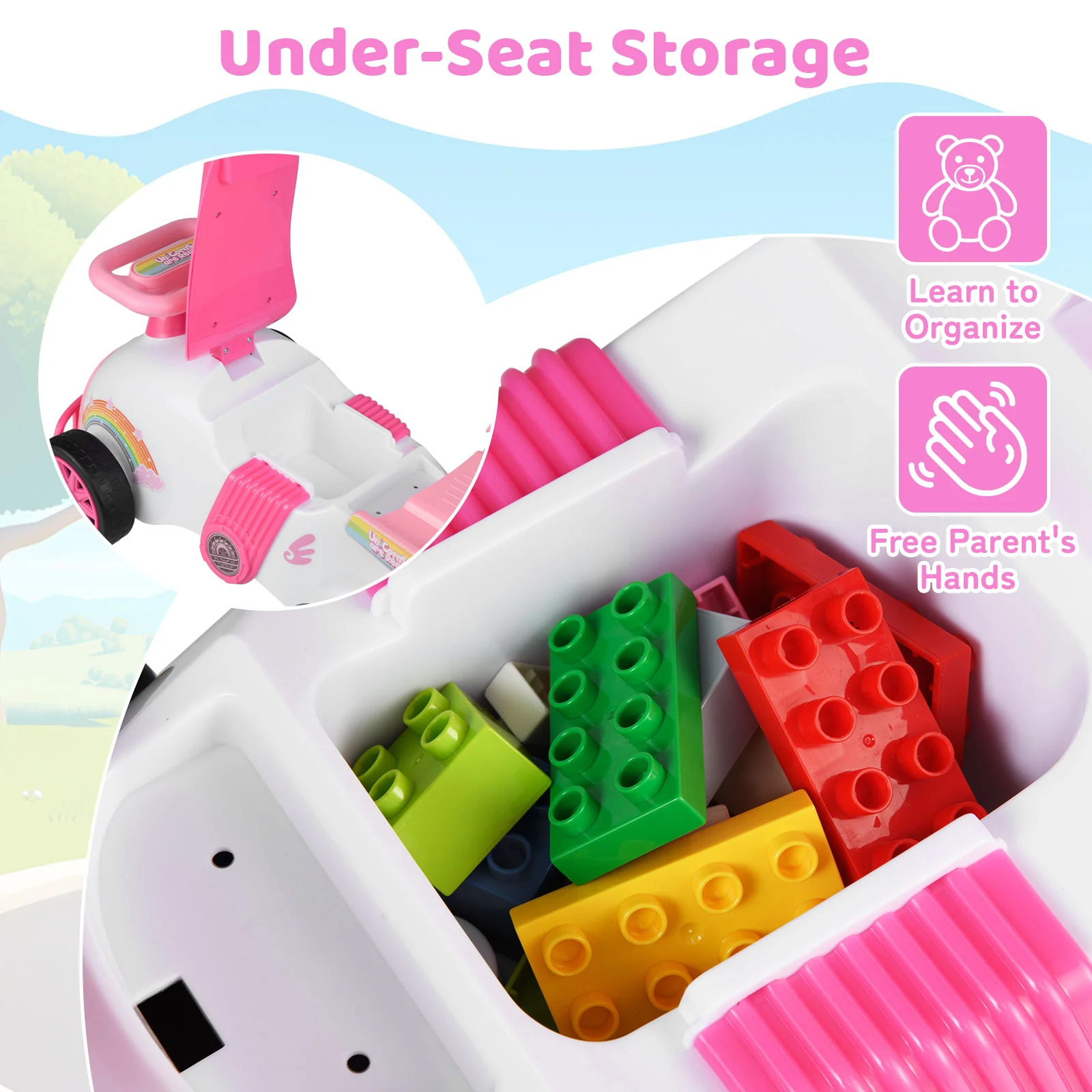 Kids Ride On Car Sliding Toy with Music and Under-Seat Storage - Image 15