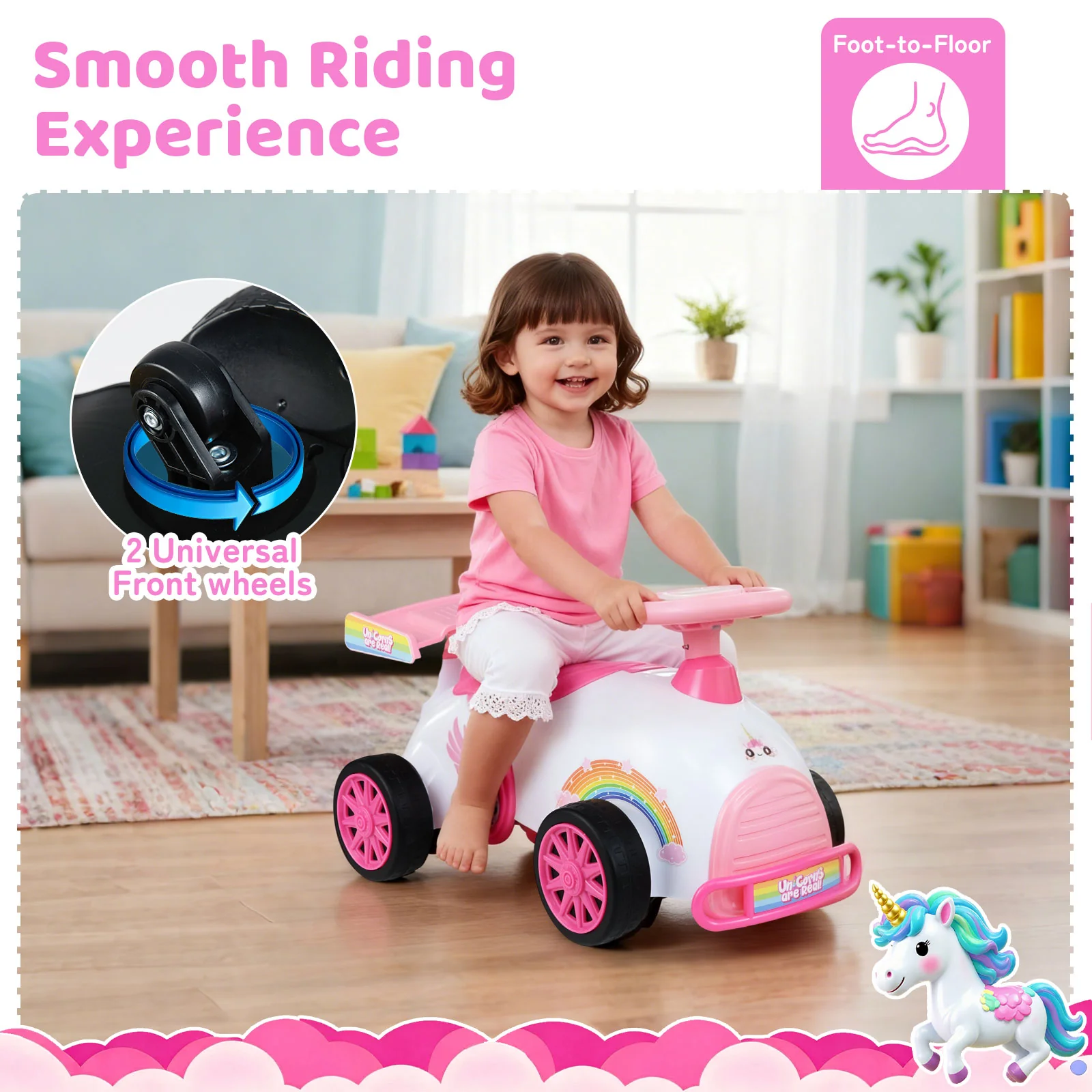 Kids Ride On Car Sliding Toy with Music and Under-Seat Storage - Image 16
