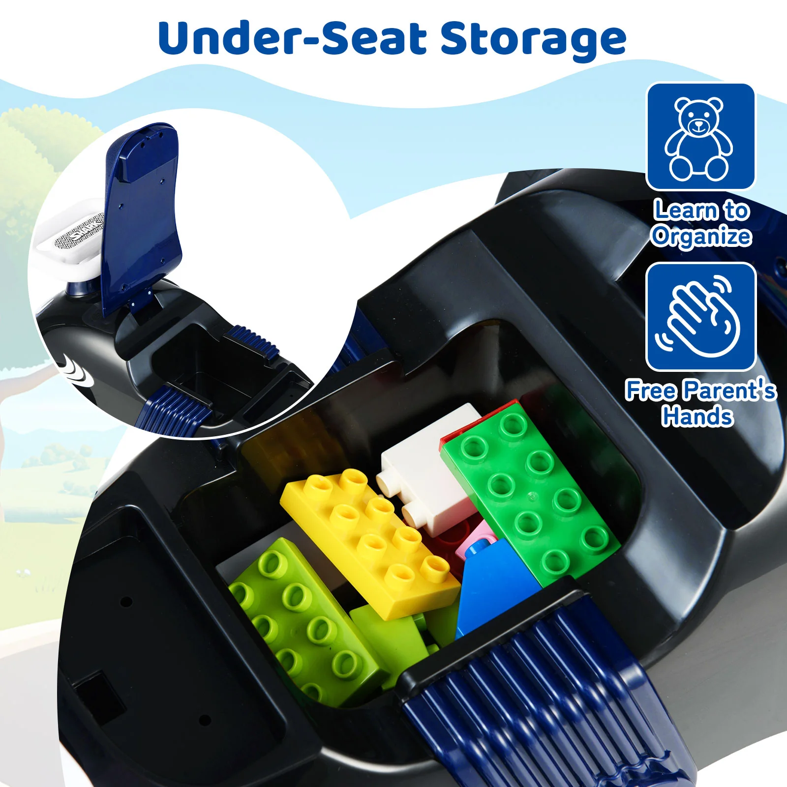 Kids Ride On Car Sliding Toy with Music and Under-Seat Storage - Image 23