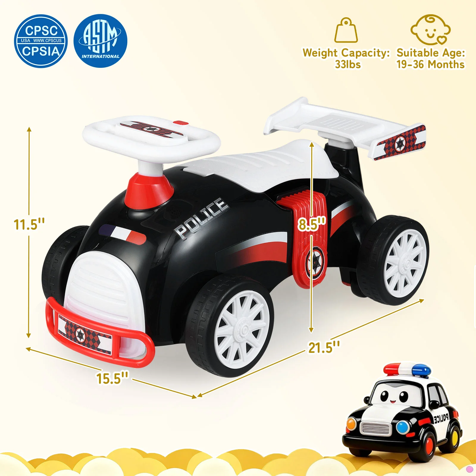 Kids Ride On Car Sliding Toy with Music and Under-Seat Storage - Image 4