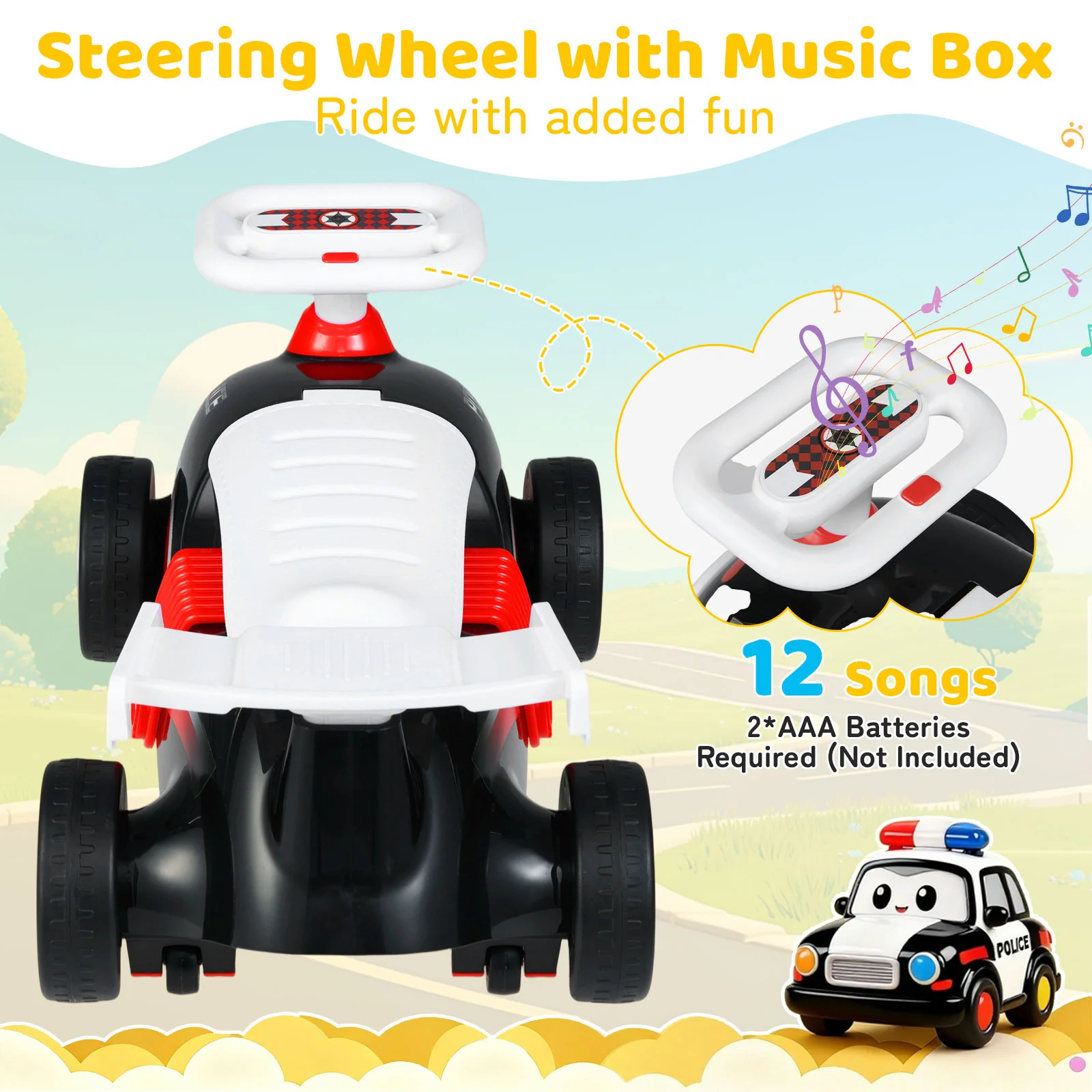Kids Ride On Car Sliding Toy with Music and Under-Seat Storage - Image 6