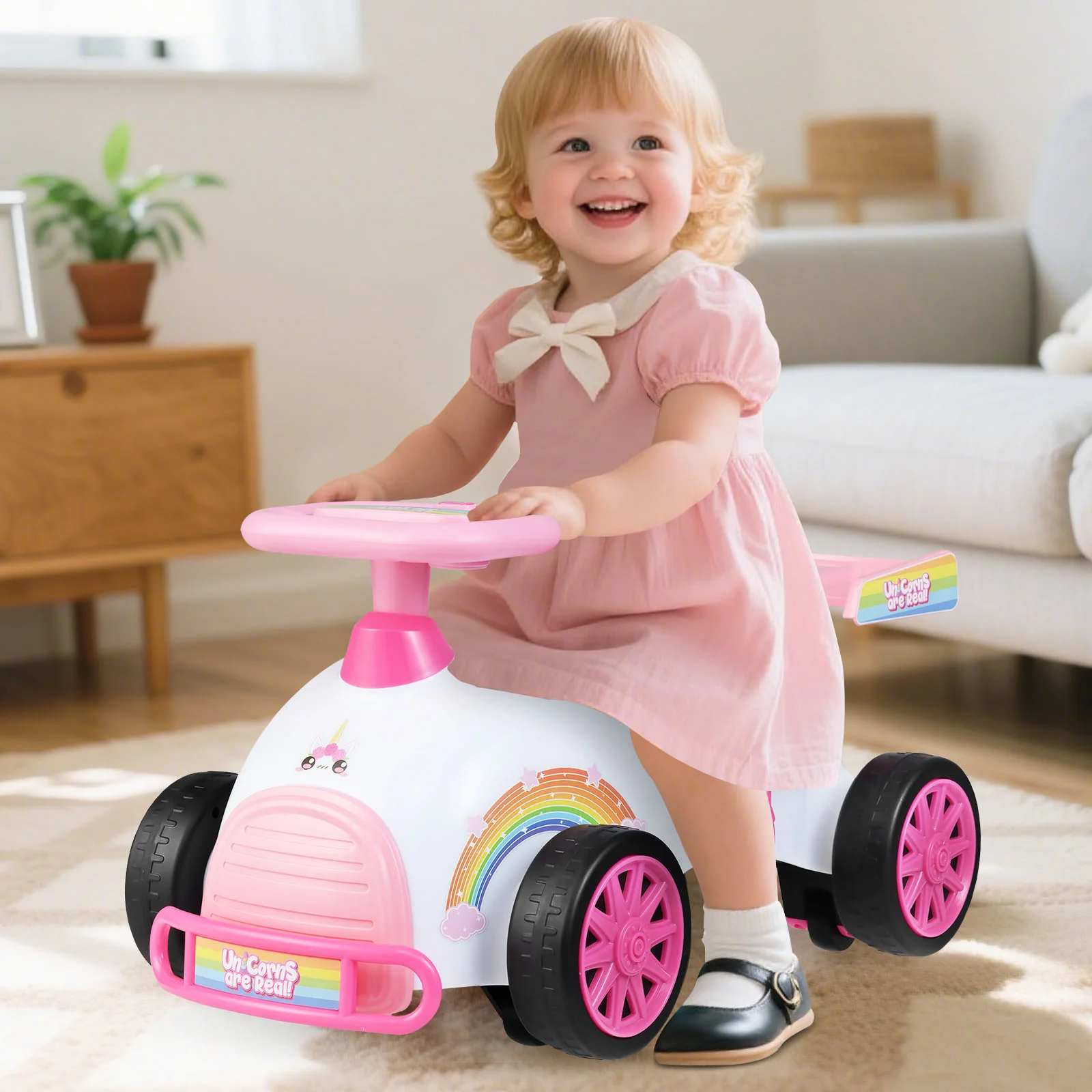 Kids Ride On Car Sliding Toy with Music and Under-Seat Storage - Image 9