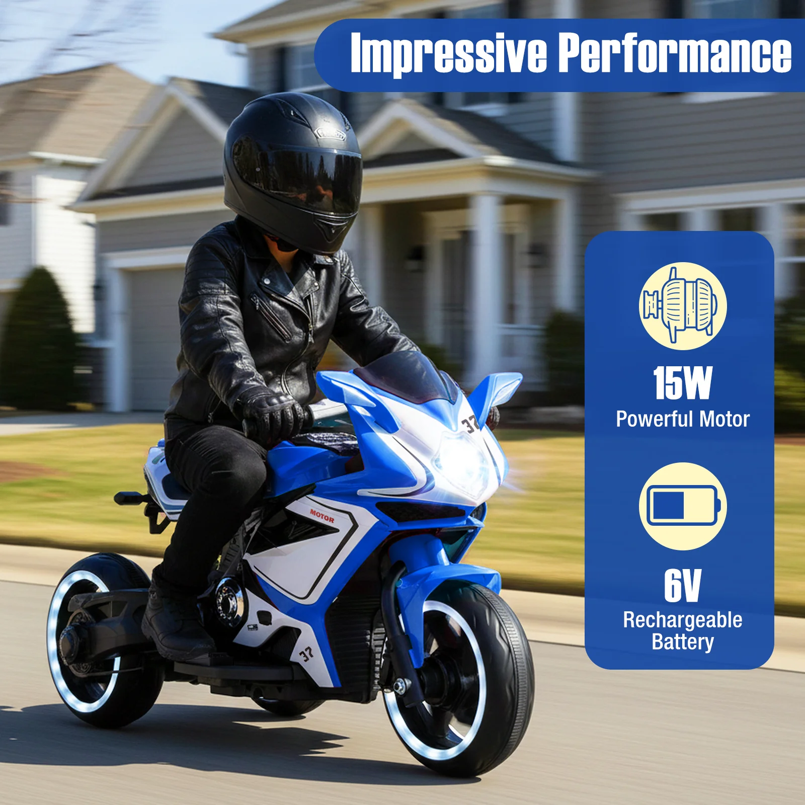Kids Ride on Motorcycle 6V Battery Powered Mini Electric Motorbike with LED Lights - Image 14
