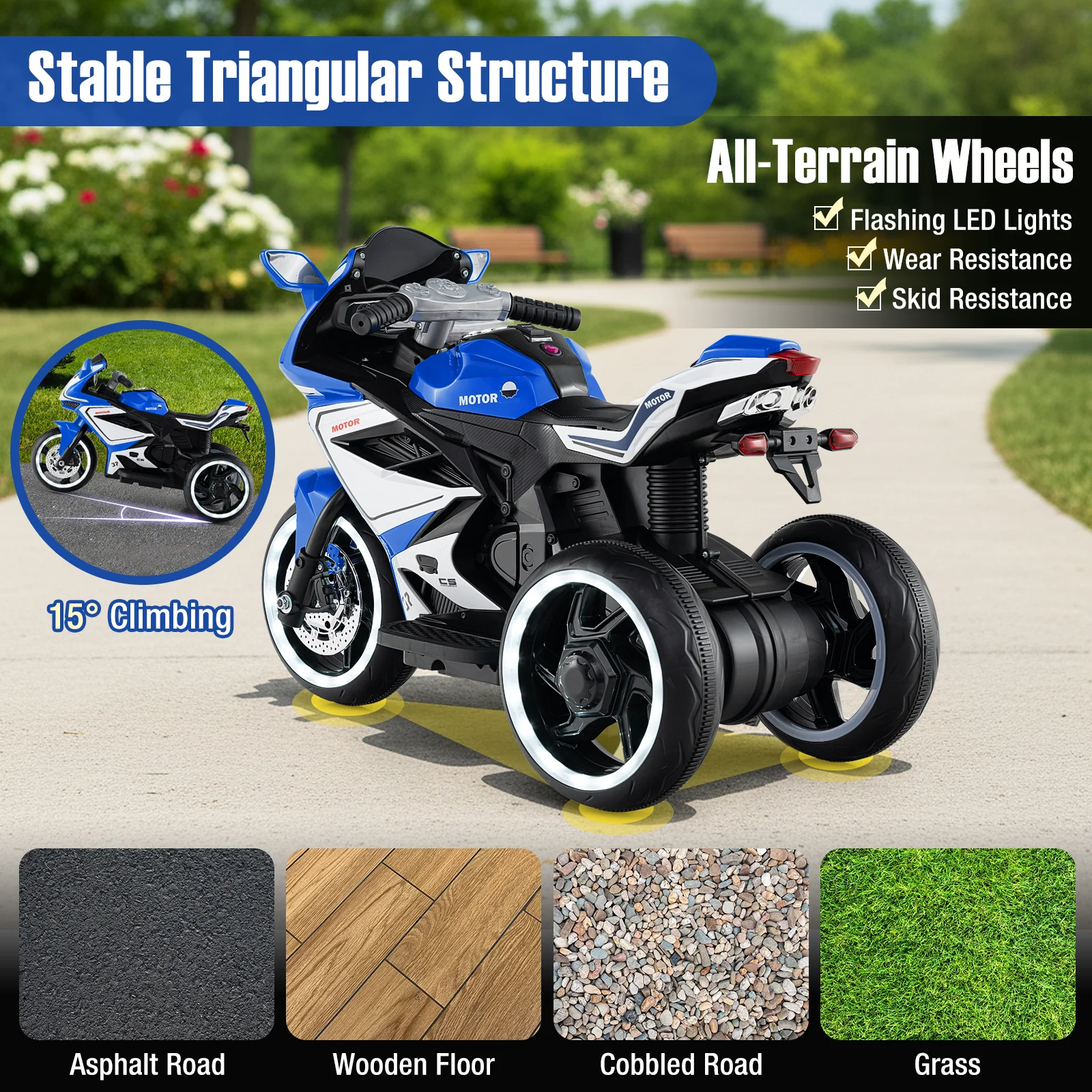 Kids Ride on Motorcycle 6V Battery Powered Mini Electric Motorbike with LED Lights - Image 16