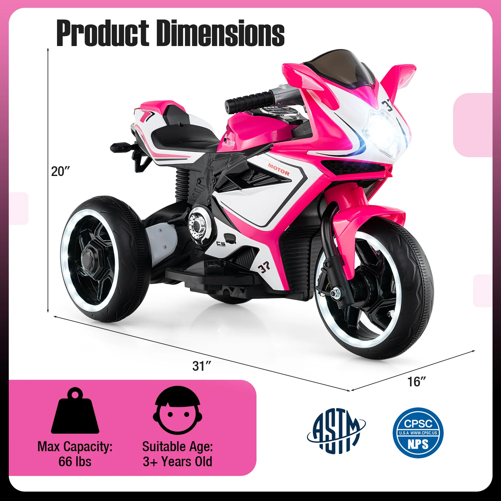 Kids Ride on Motorcycle 6V Battery Powered Mini Electric Motorbike with LED Lights - Image 20