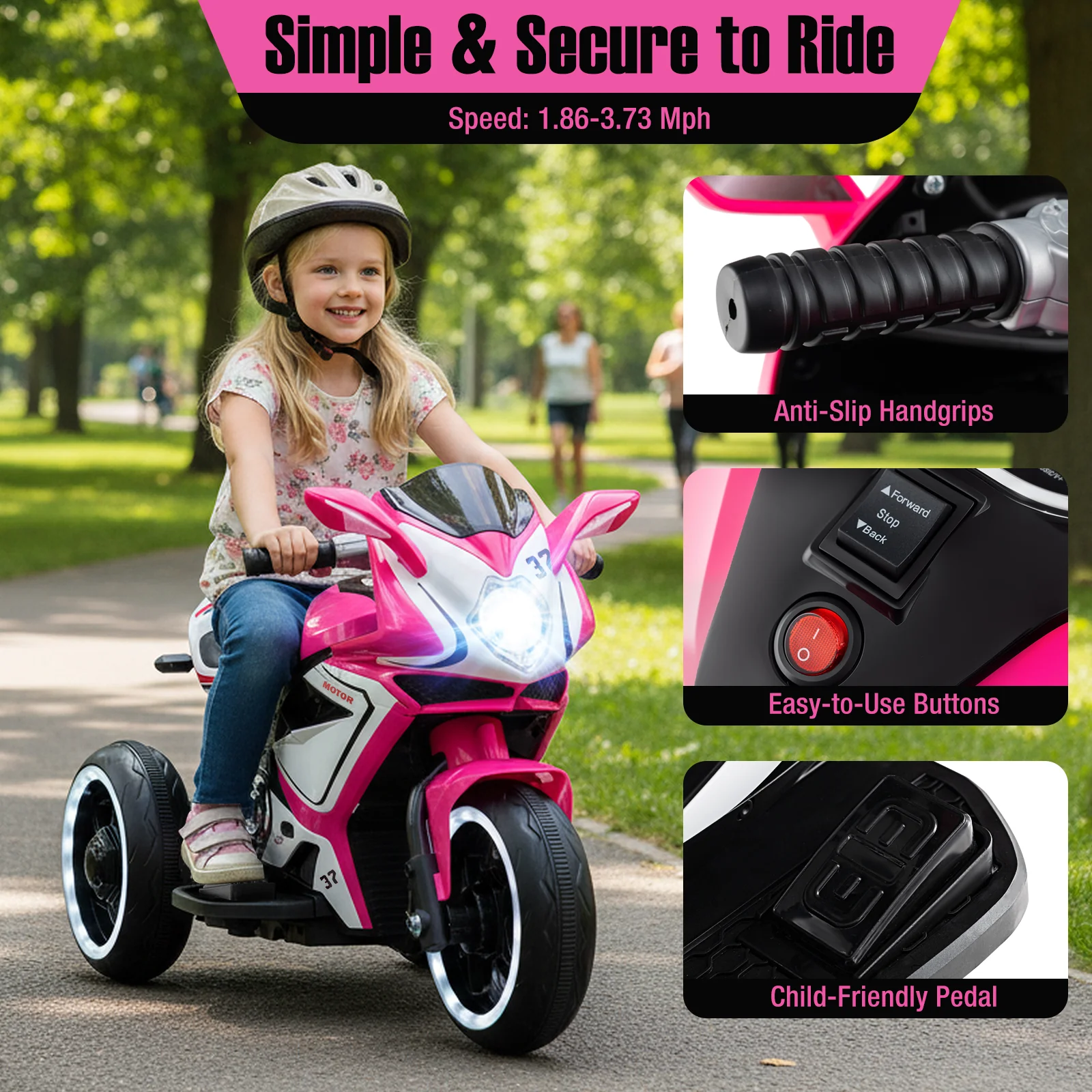 Kids Ride on Motorcycle 6V Battery Powered Mini Electric Motorbike with LED Lights - Image 22
