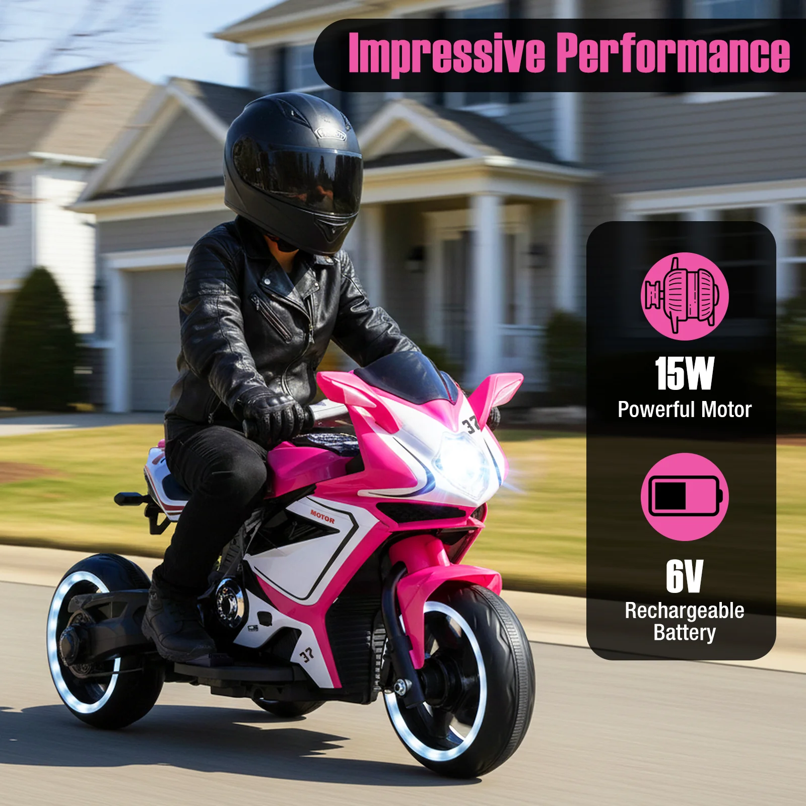 Kids Ride on Motorcycle 6V Battery Powered Mini Electric Motorbike with LED Lights - Image 23
