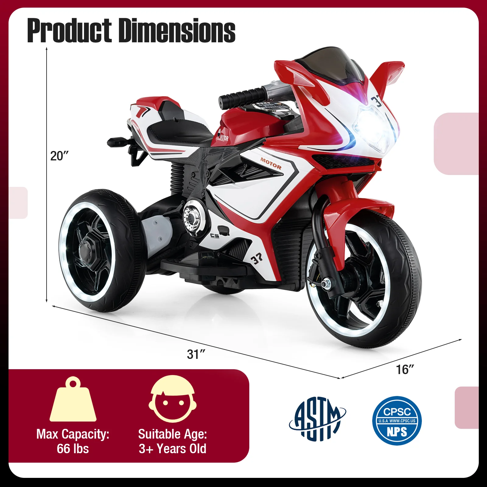 Kids Ride on Motorcycle 6V Battery Powered Mini Electric Motorbike with LED Lights - Image 28