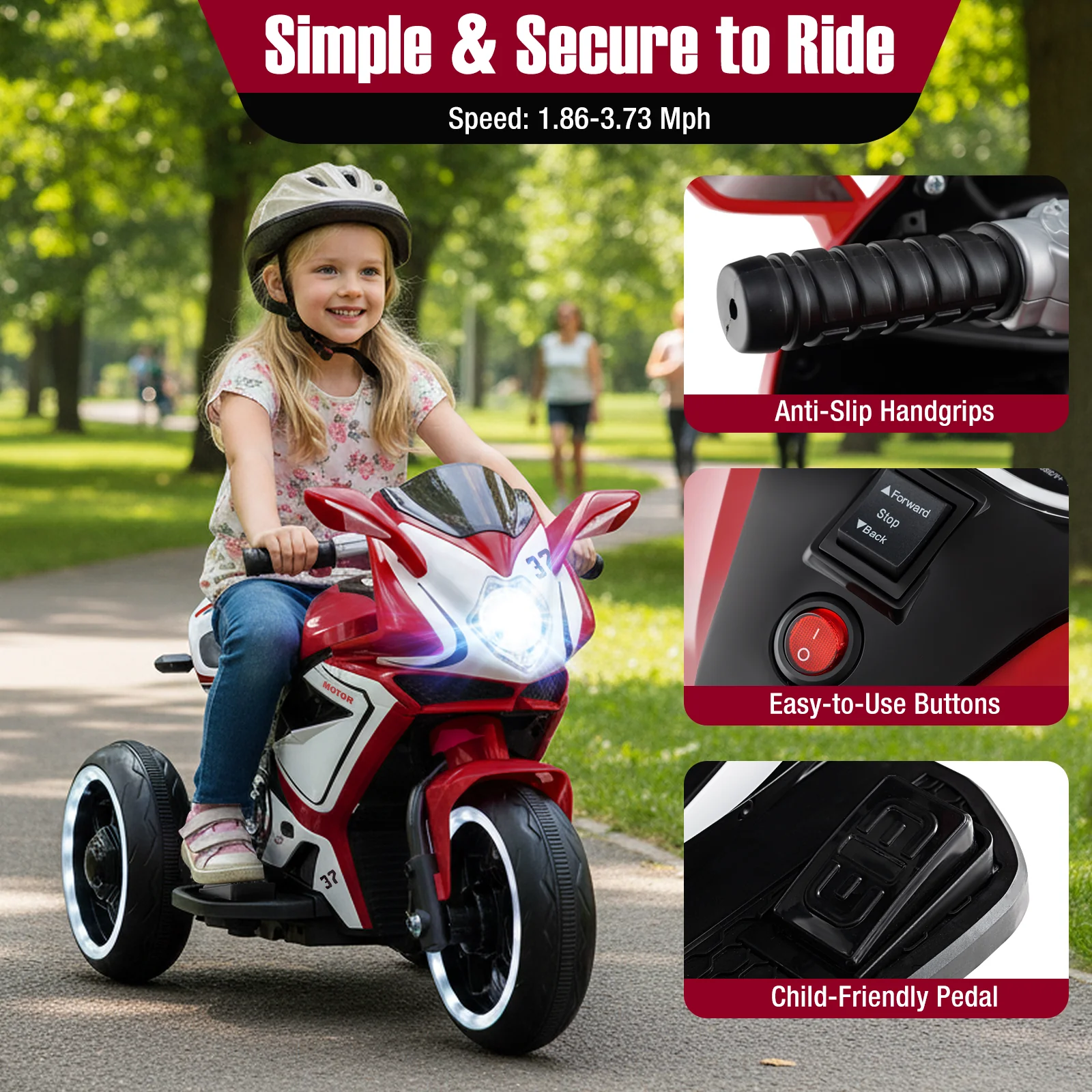 Kids Ride on Motorcycle 6V Battery Powered Mini Electric Motorbike with LED Lights - Image 29