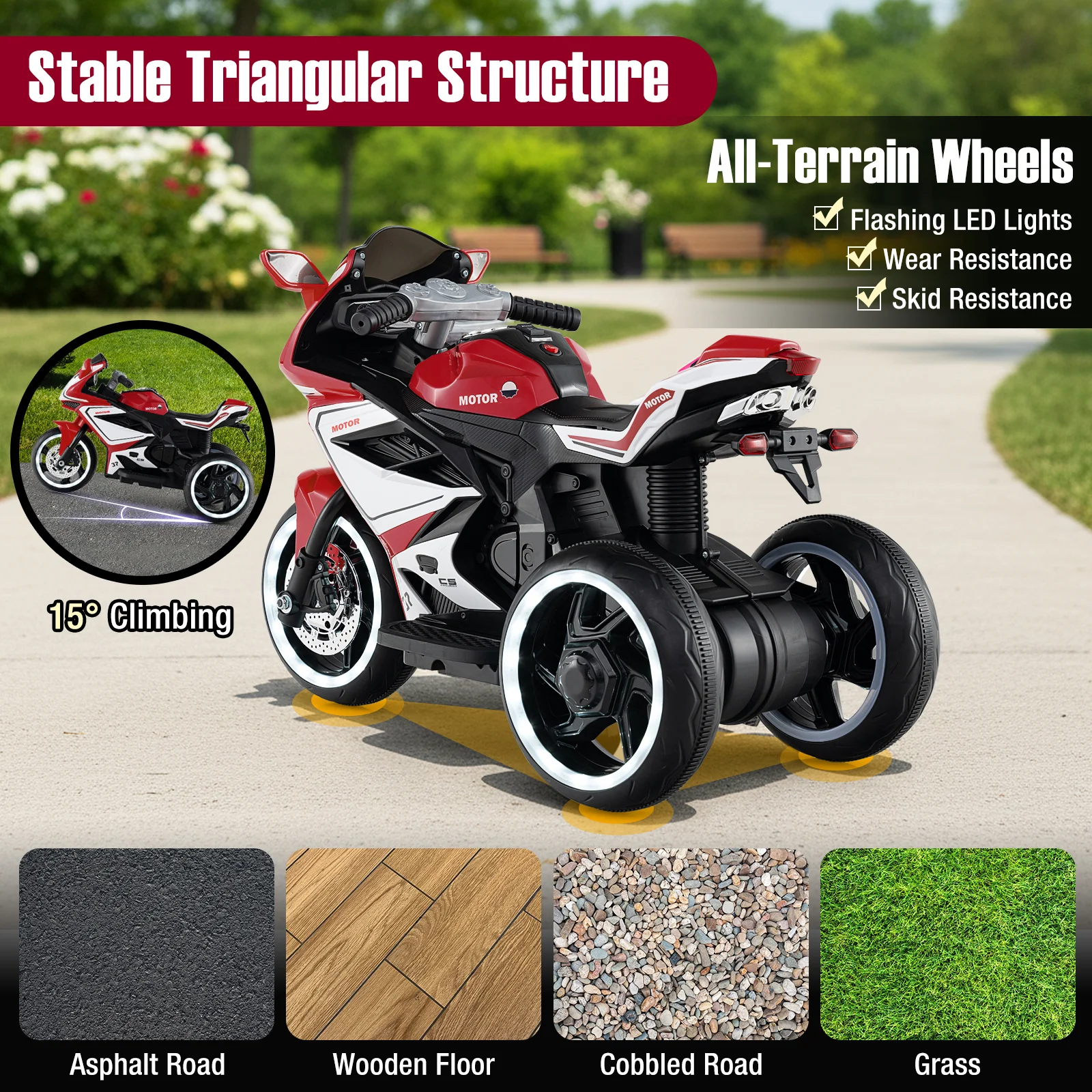 Kids Ride on Motorcycle 6V Battery Powered Mini Electric Motorbike with LED Lights - Image 32